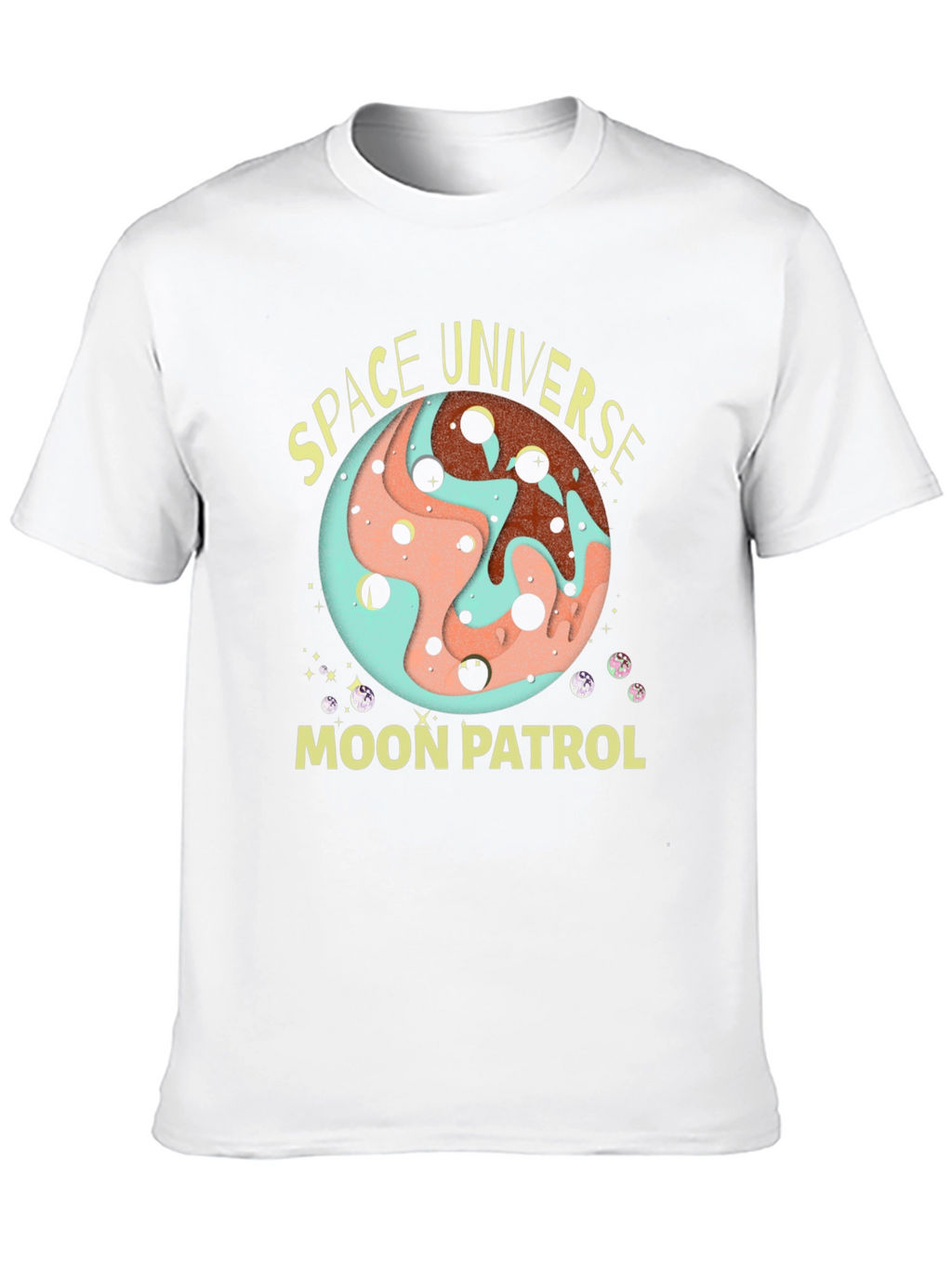 Space Universe Moon Patrol Black T-Shirt