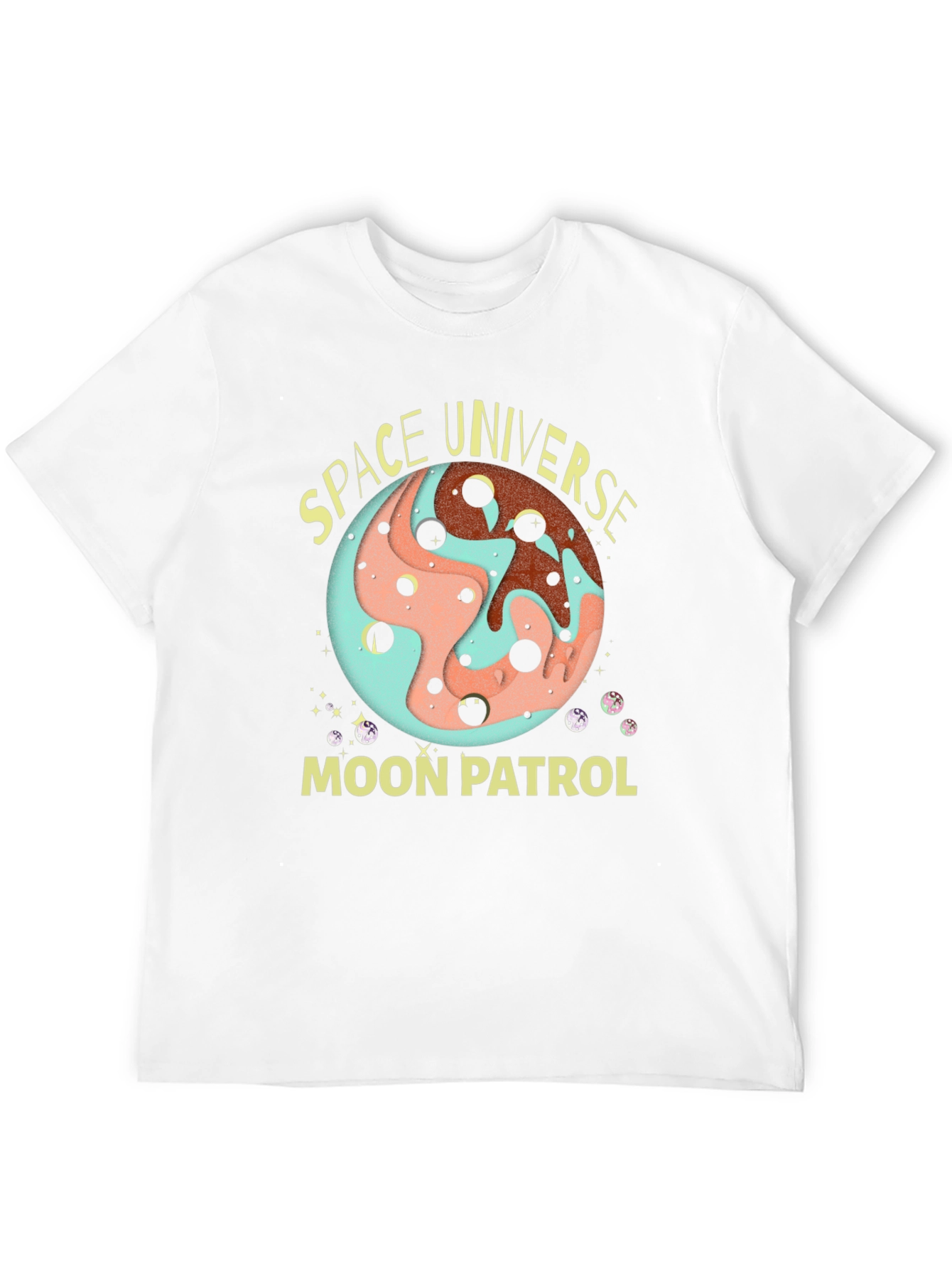 Space Universe Moon Patrol Black T-Shirt