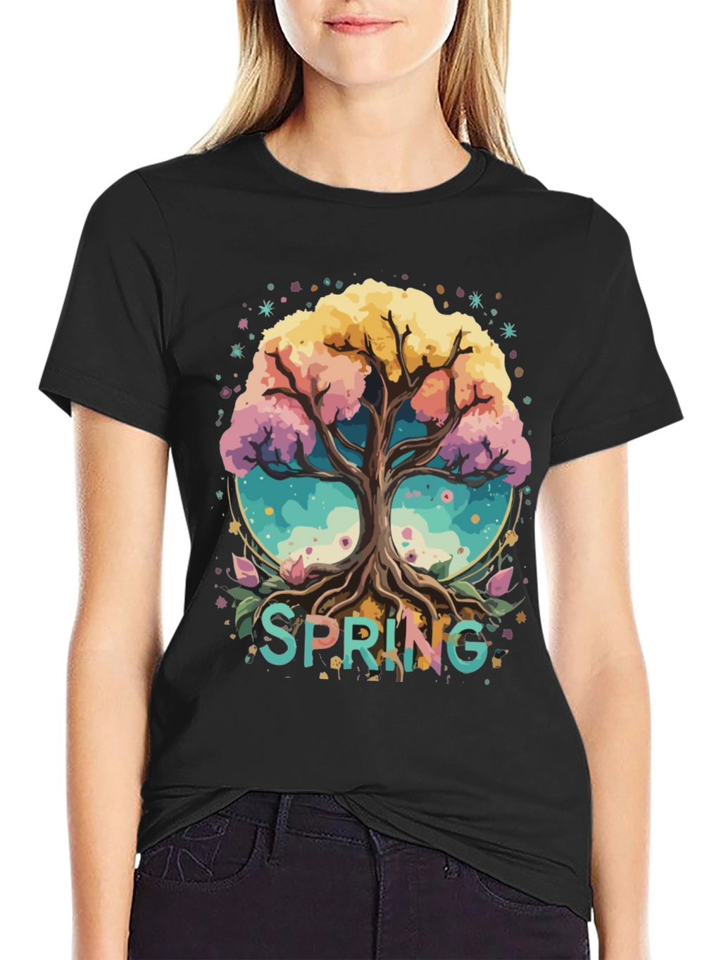 Spring Tree Graphic Tee - Black