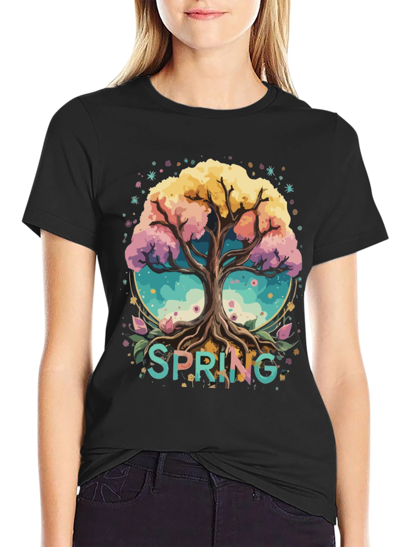 Spring Tree Graphic Tee - Black