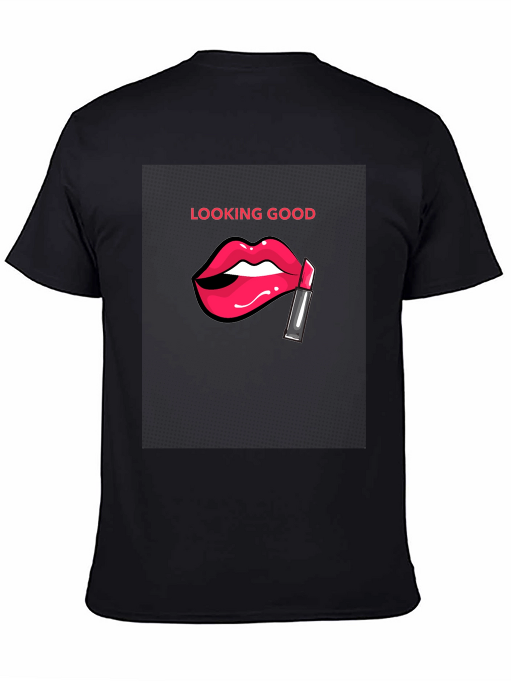Looking Good Black T-Shirt with Lip Design