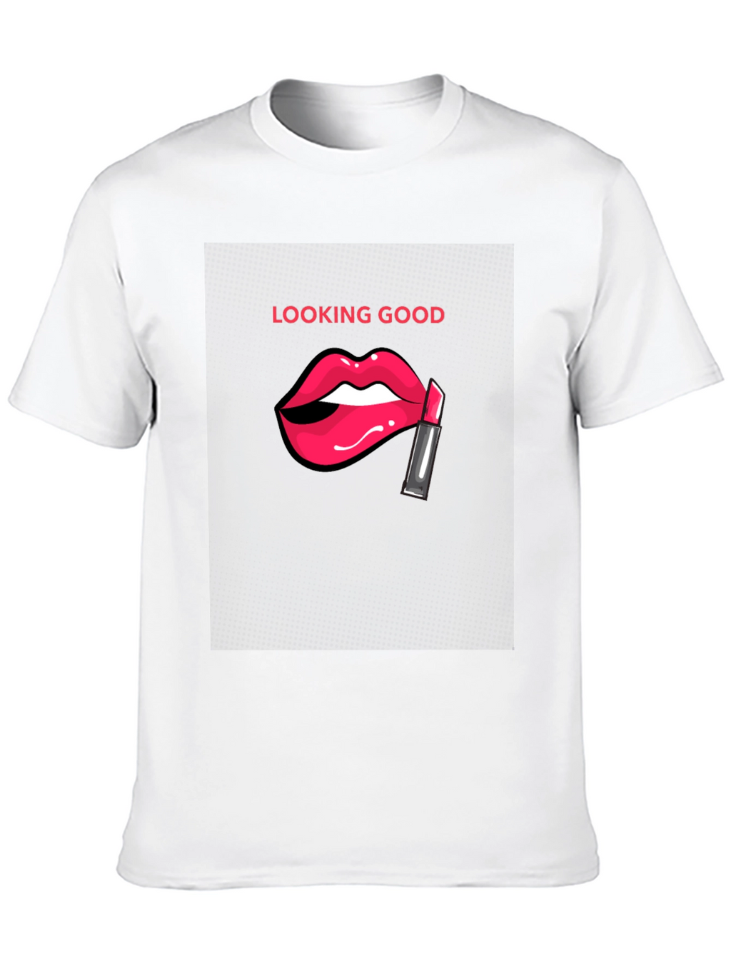 Looking Good Black T-Shirt with Lip Design