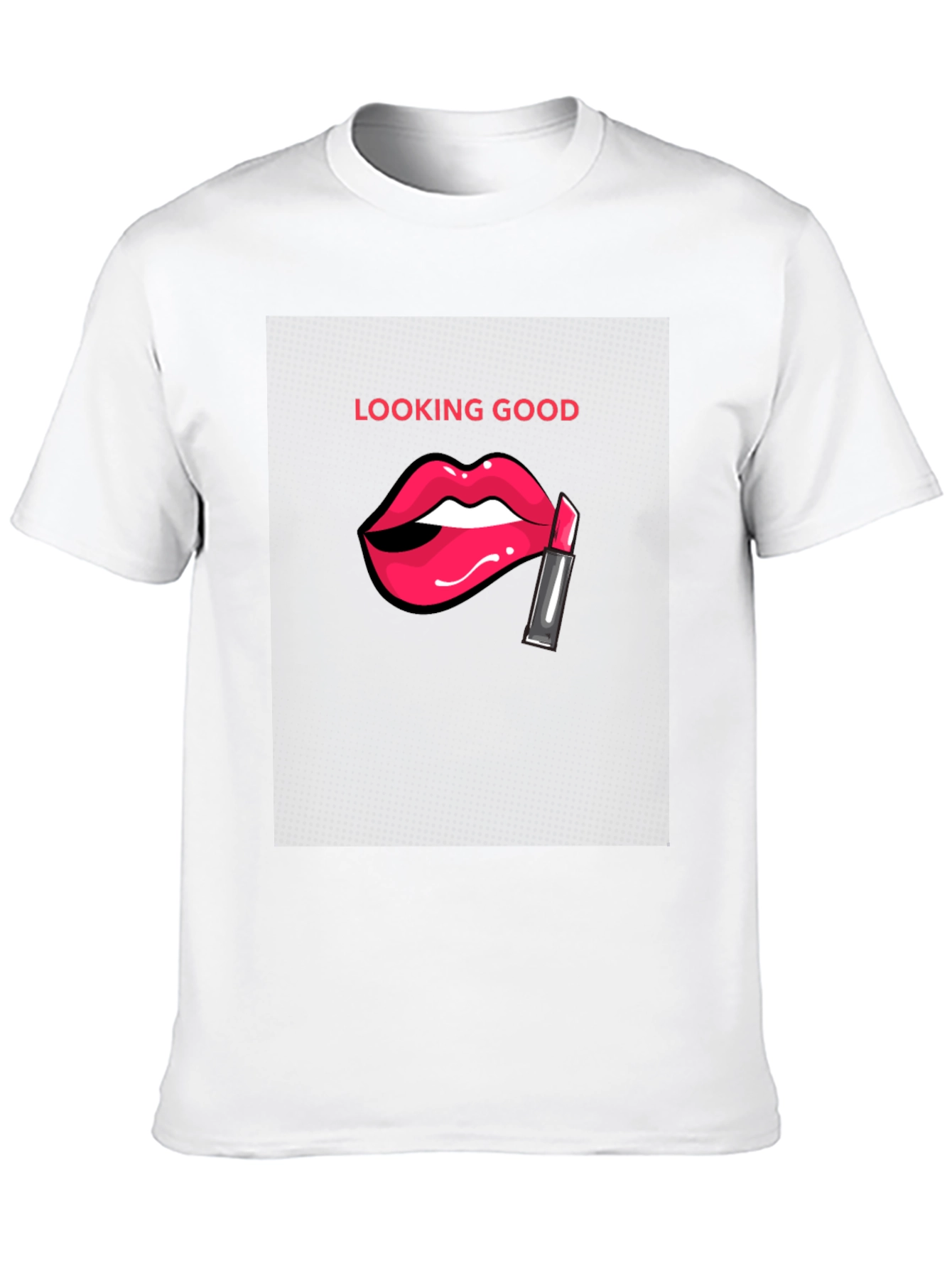 Looking Good Black T-Shirt with Lip Design