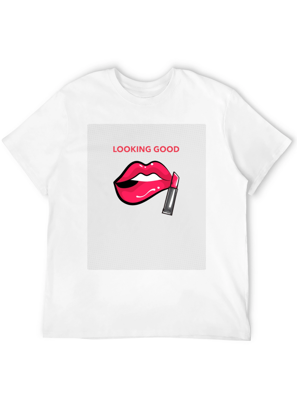 Looking Good Black T-Shirt with Lip Design