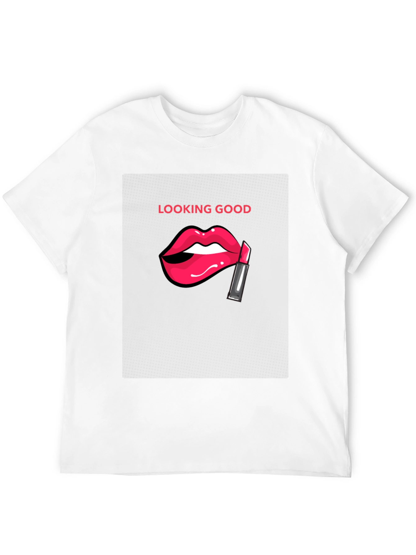 Looking Good Black T-Shirt with Lip Design