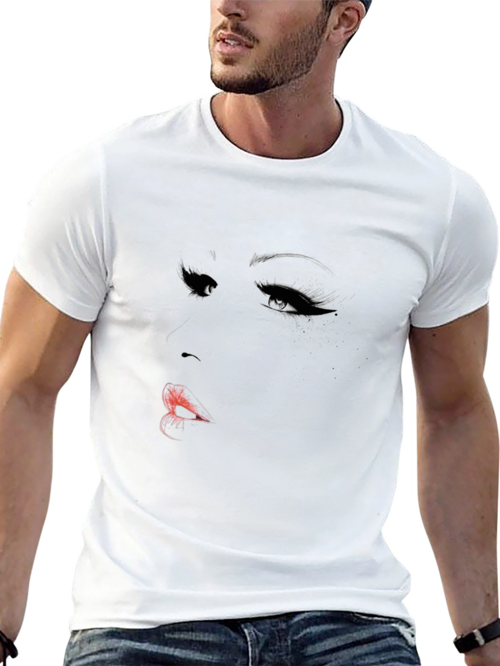 Womans Face Graphic Black T-Shirt