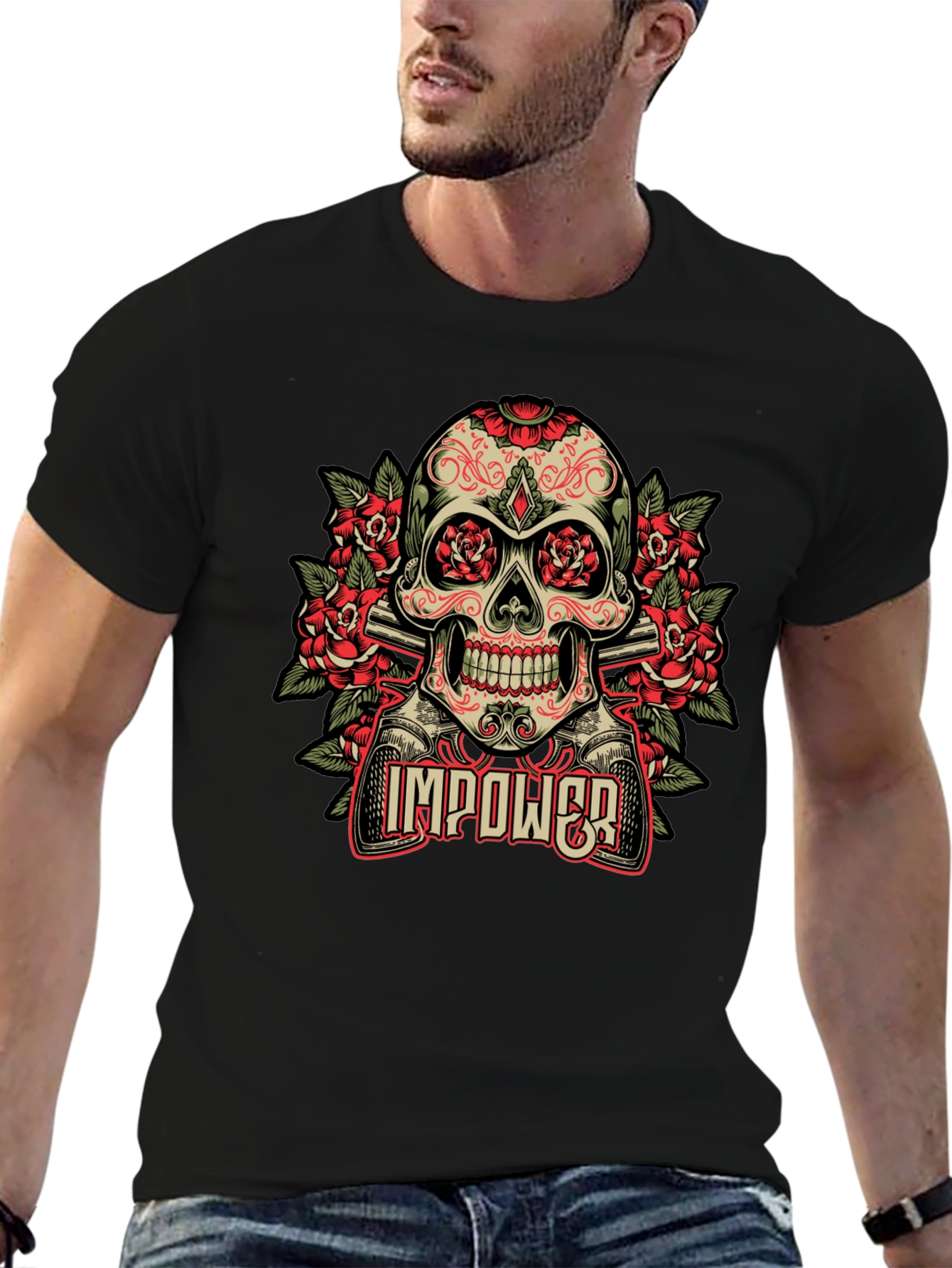 Skull & Roses Graphic T-Shirt - Empower Your Style