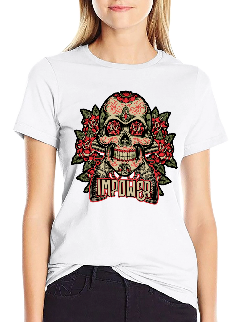 Skull & Roses Graphic T-Shirt - Empower Your Style