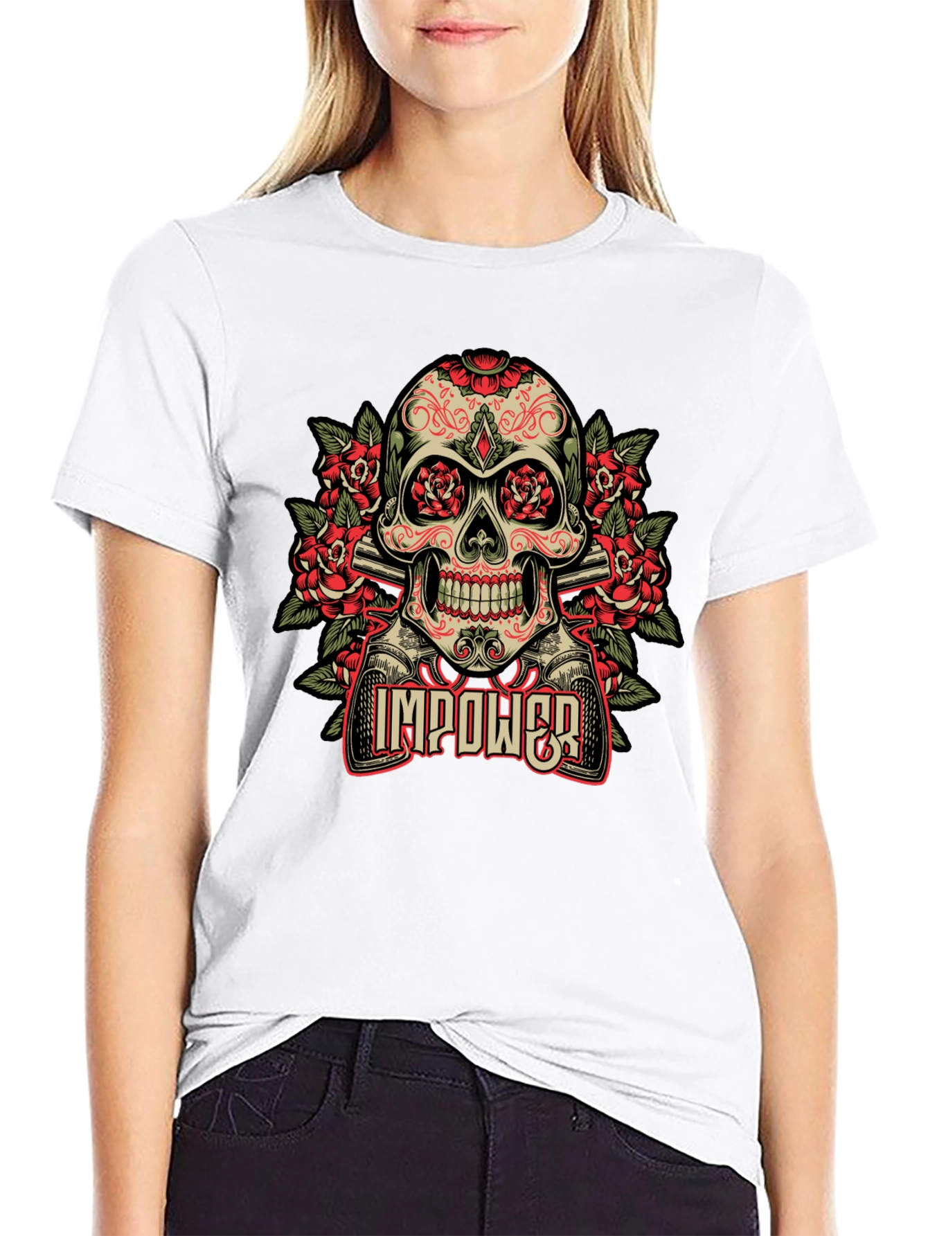 Skull & Roses Graphic T-Shirt - Empower Your Style