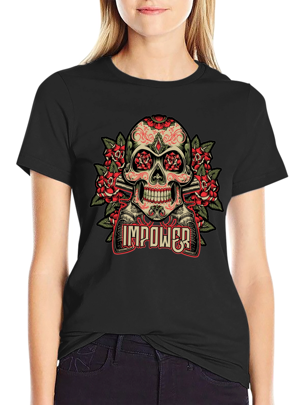 Skull & Roses Graphic T-Shirt - Empower Your Style