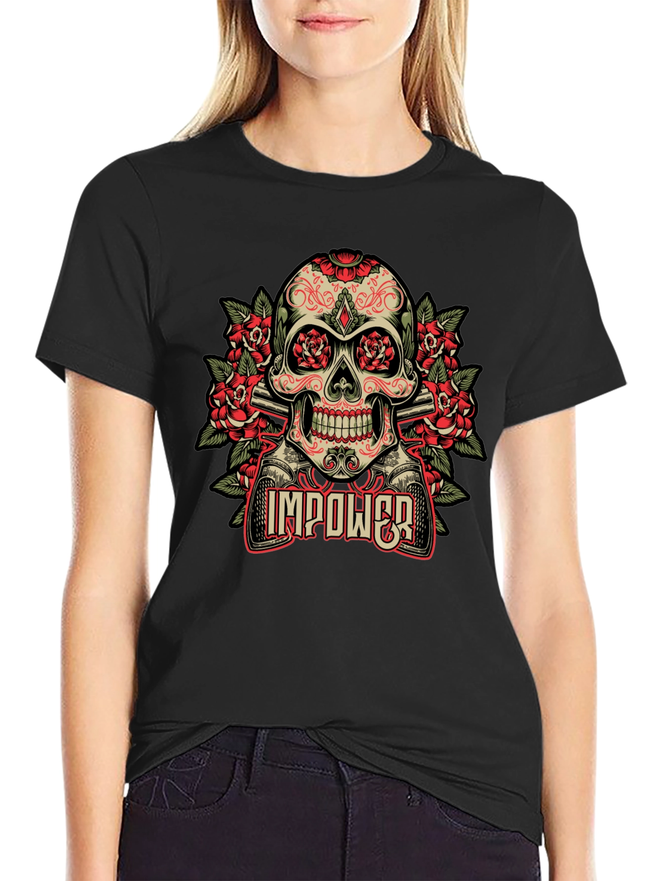 Skull & Roses Graphic T-Shirt - Empower Your Style