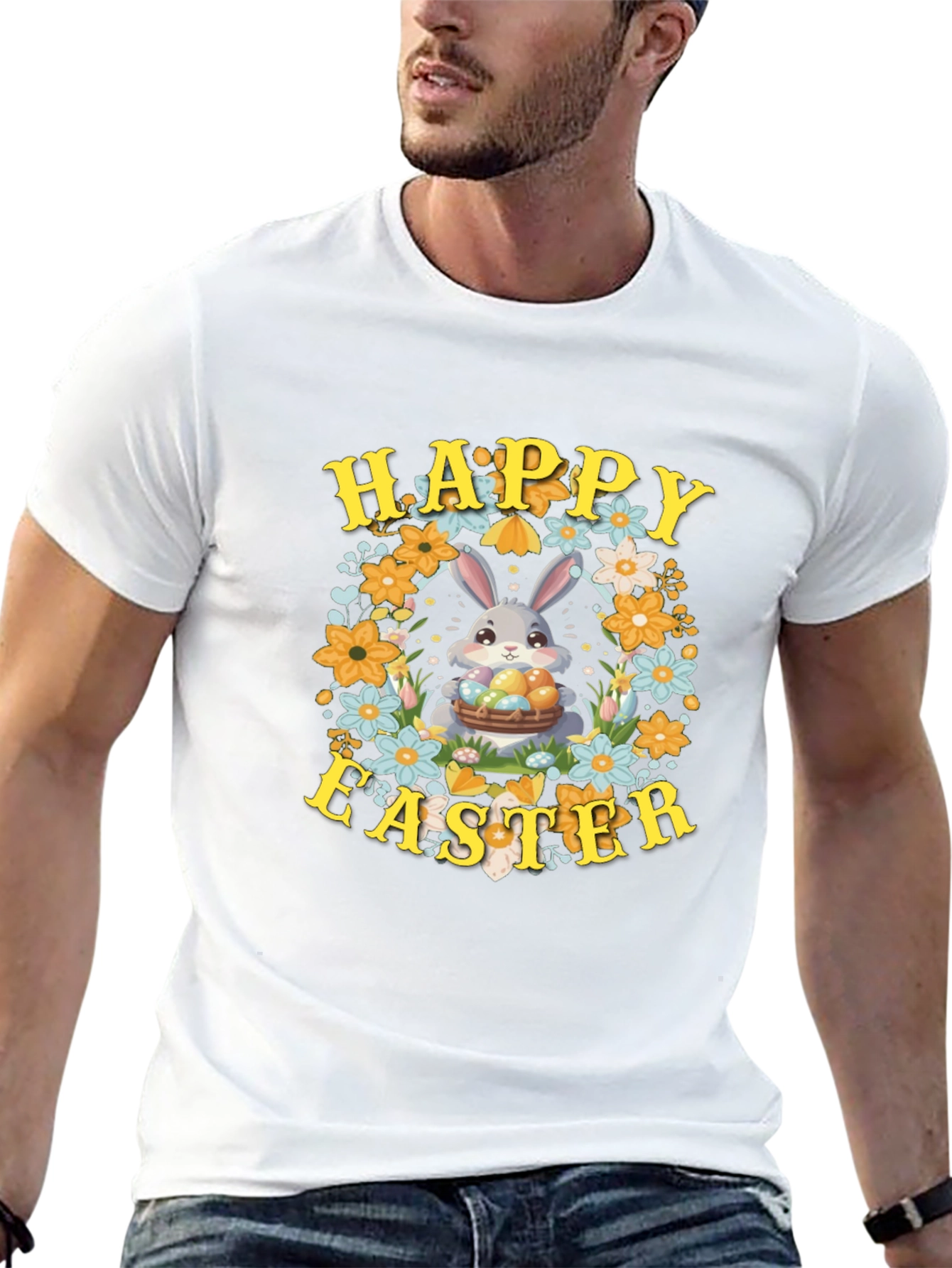 Happy Easter Bunny Floral T-Shirt