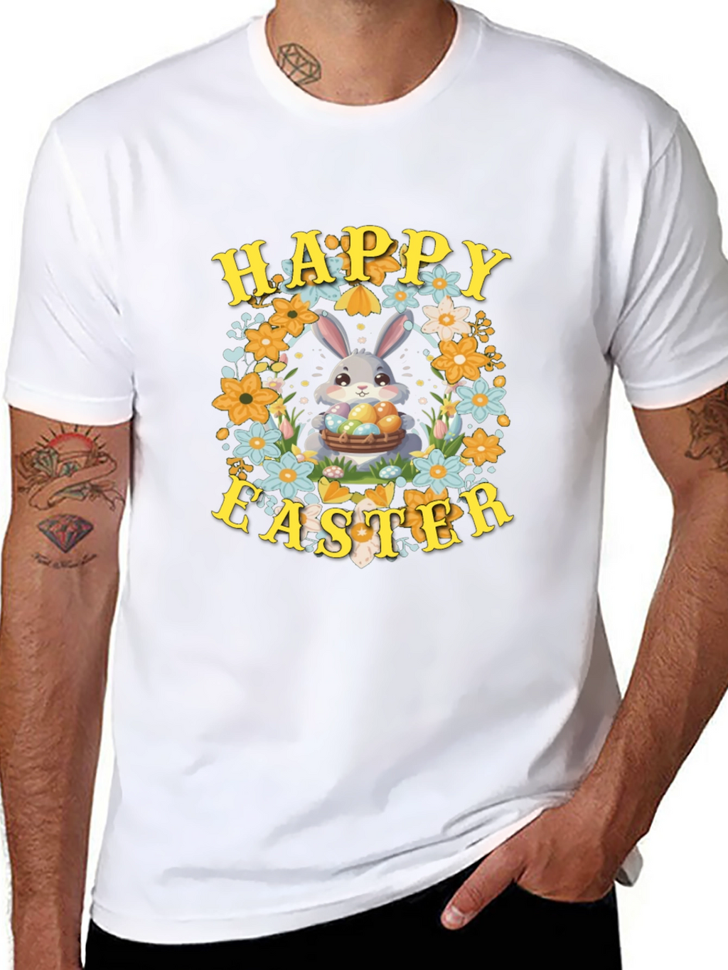 Happy Easter Bunny Floral T-Shirt