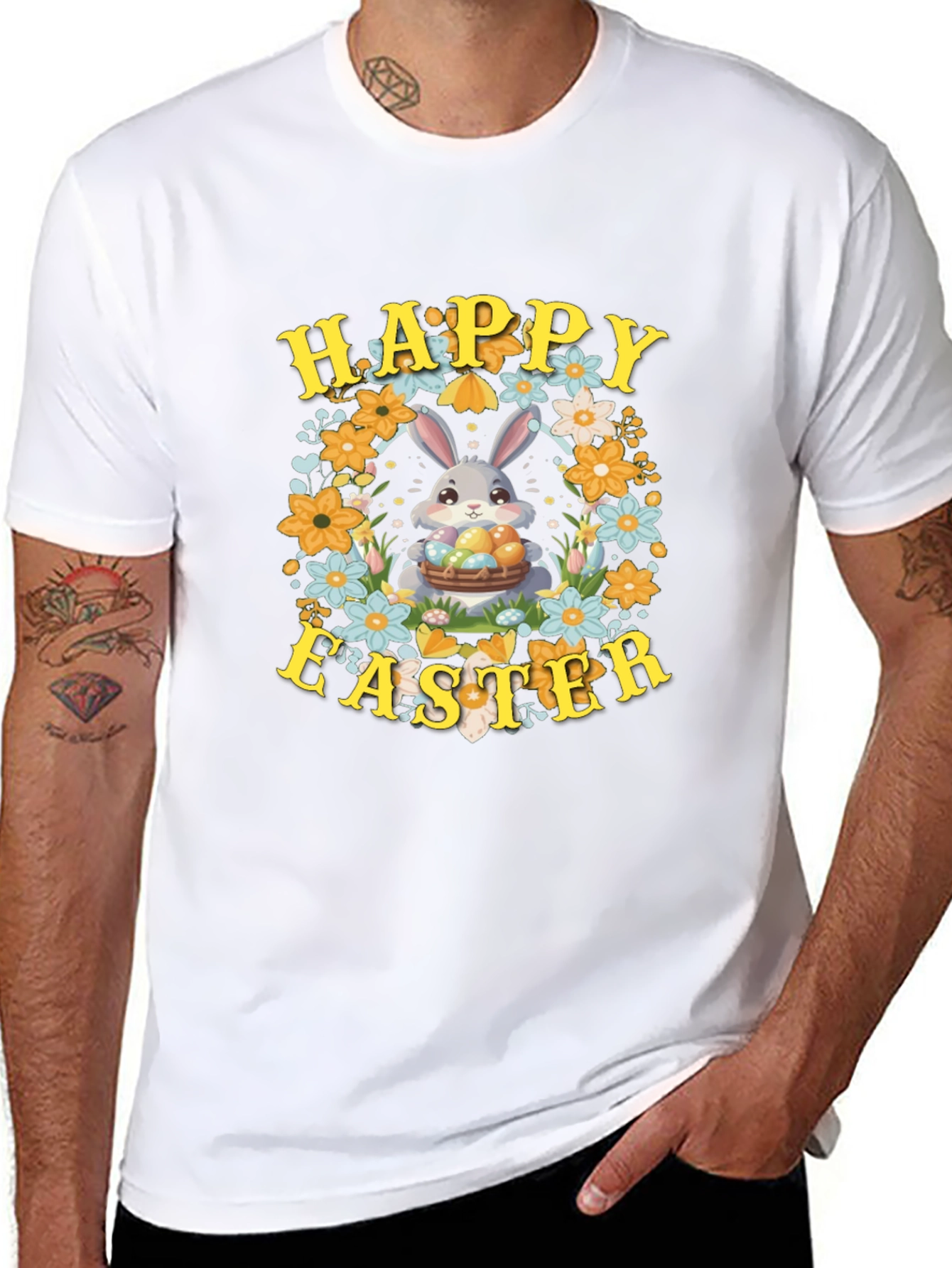 Happy Easter Bunny Floral T-Shirt