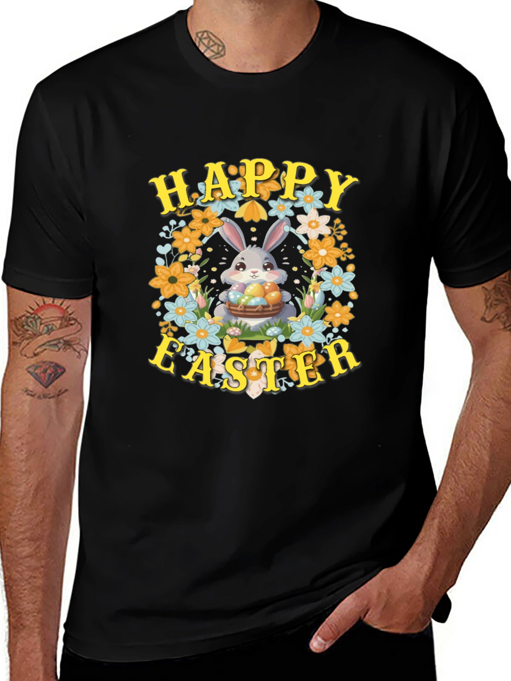 Happy Easter Bunny Floral T-Shirt