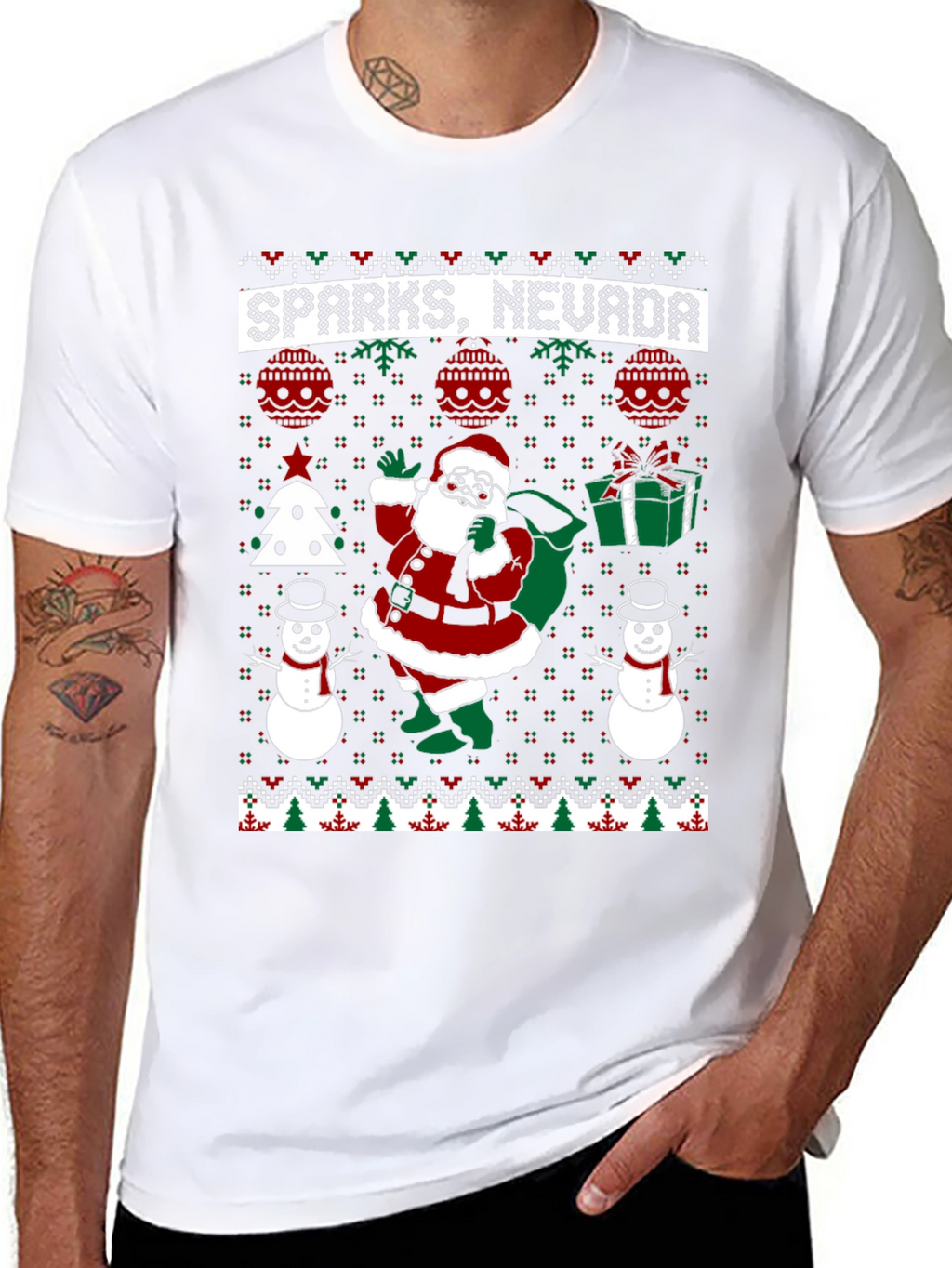 Sparks Nevada Ugly Christmas Sweater Santa T-Shirt