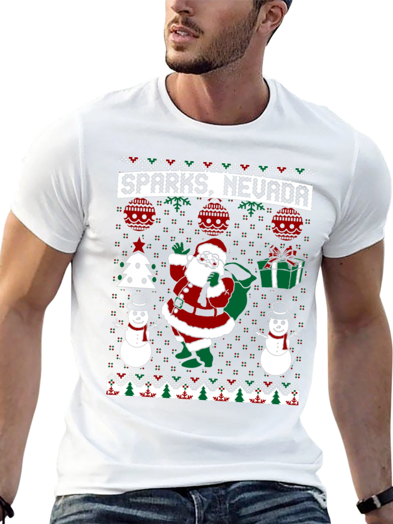 Sparks Nevada Ugly Christmas Sweater Santa T-Shirt