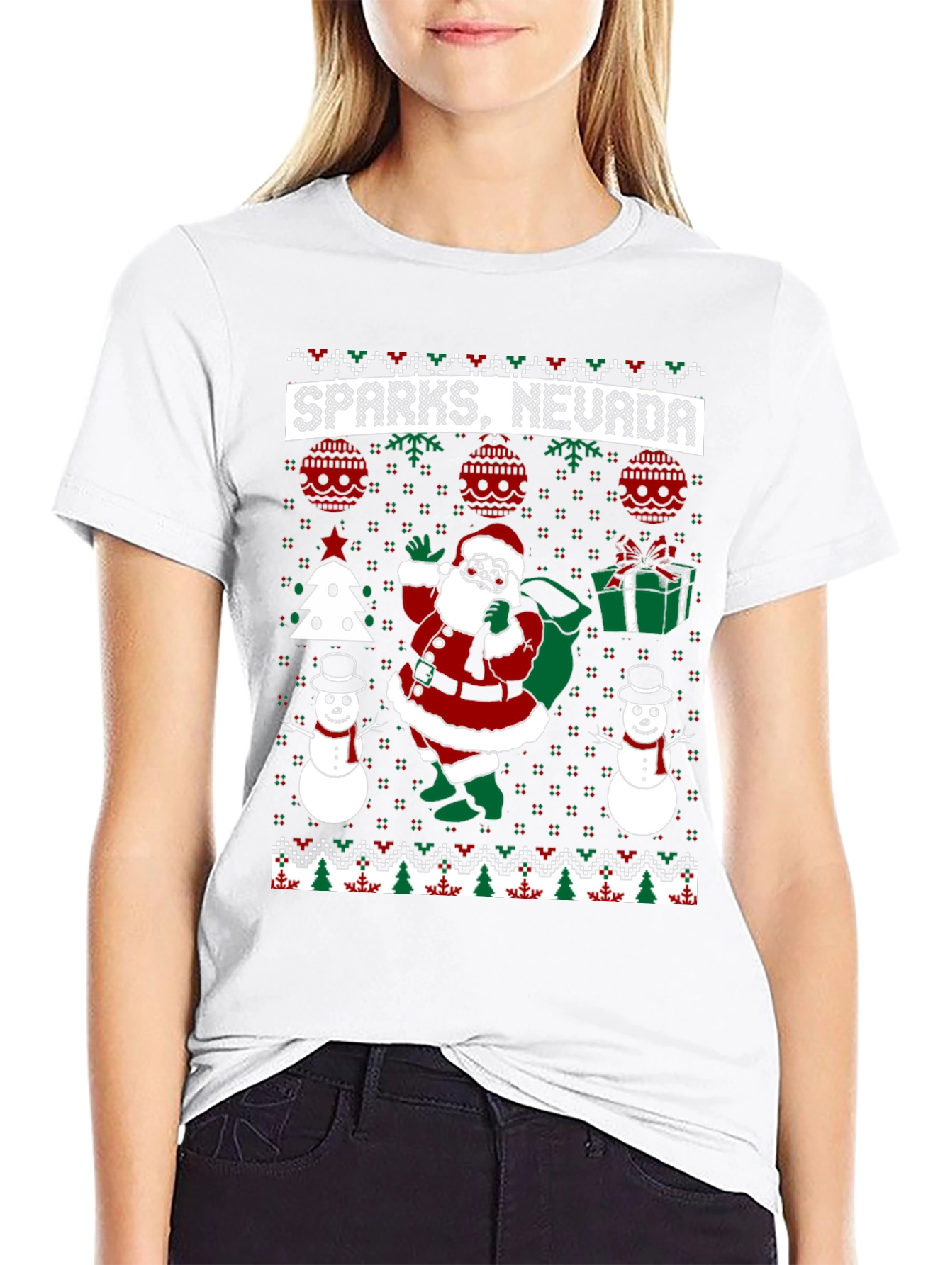 Sparks Nevada Ugly Christmas Sweater Santa T-Shirt