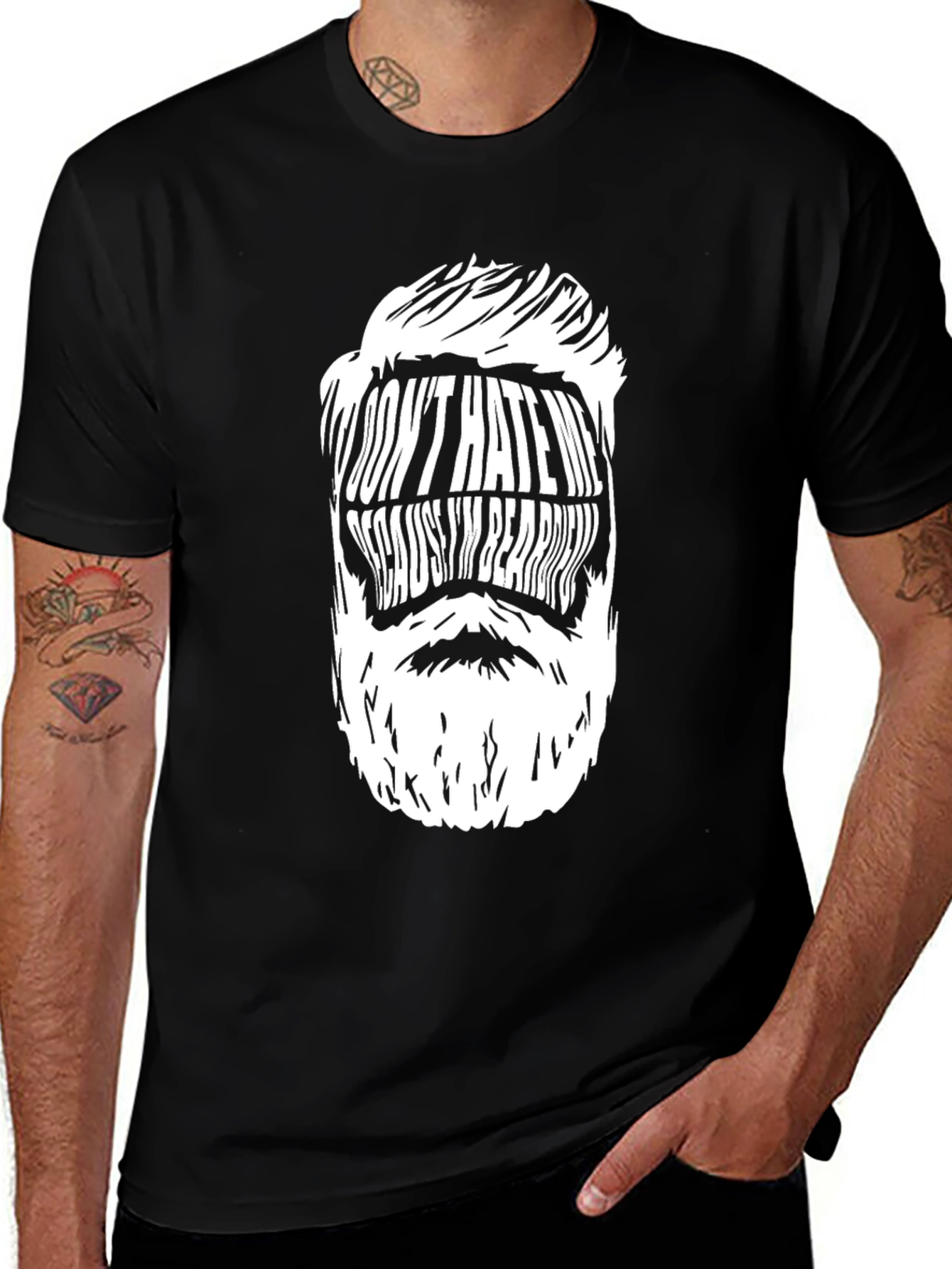 Funny Bearded Man Graphic Tee - Dont Hate My Beard