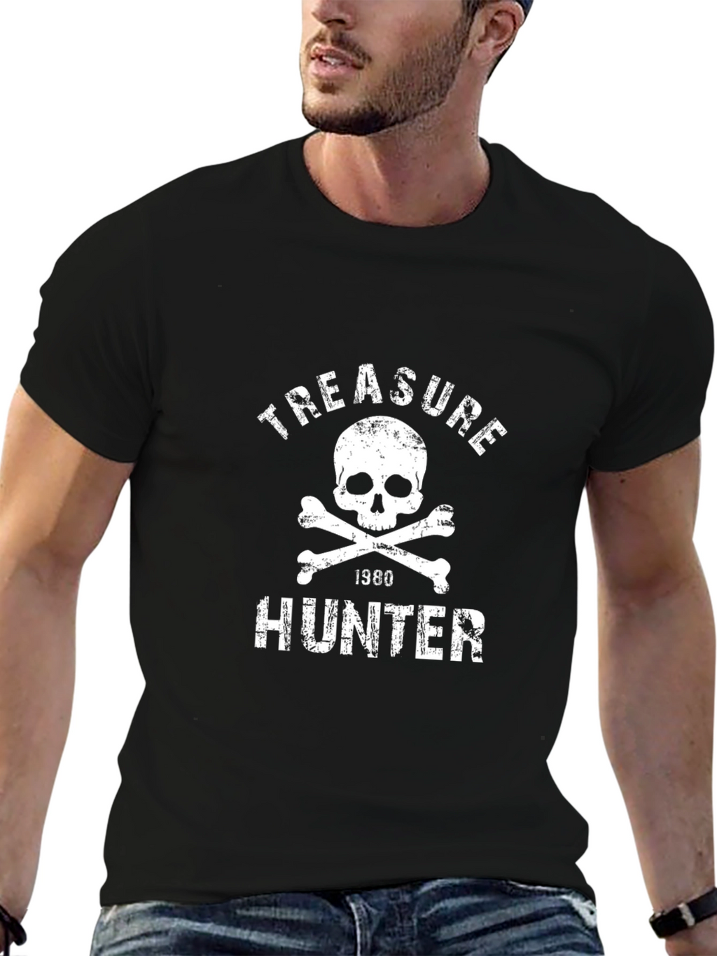 Treasure Hunter Skull Graphic T-Shirt