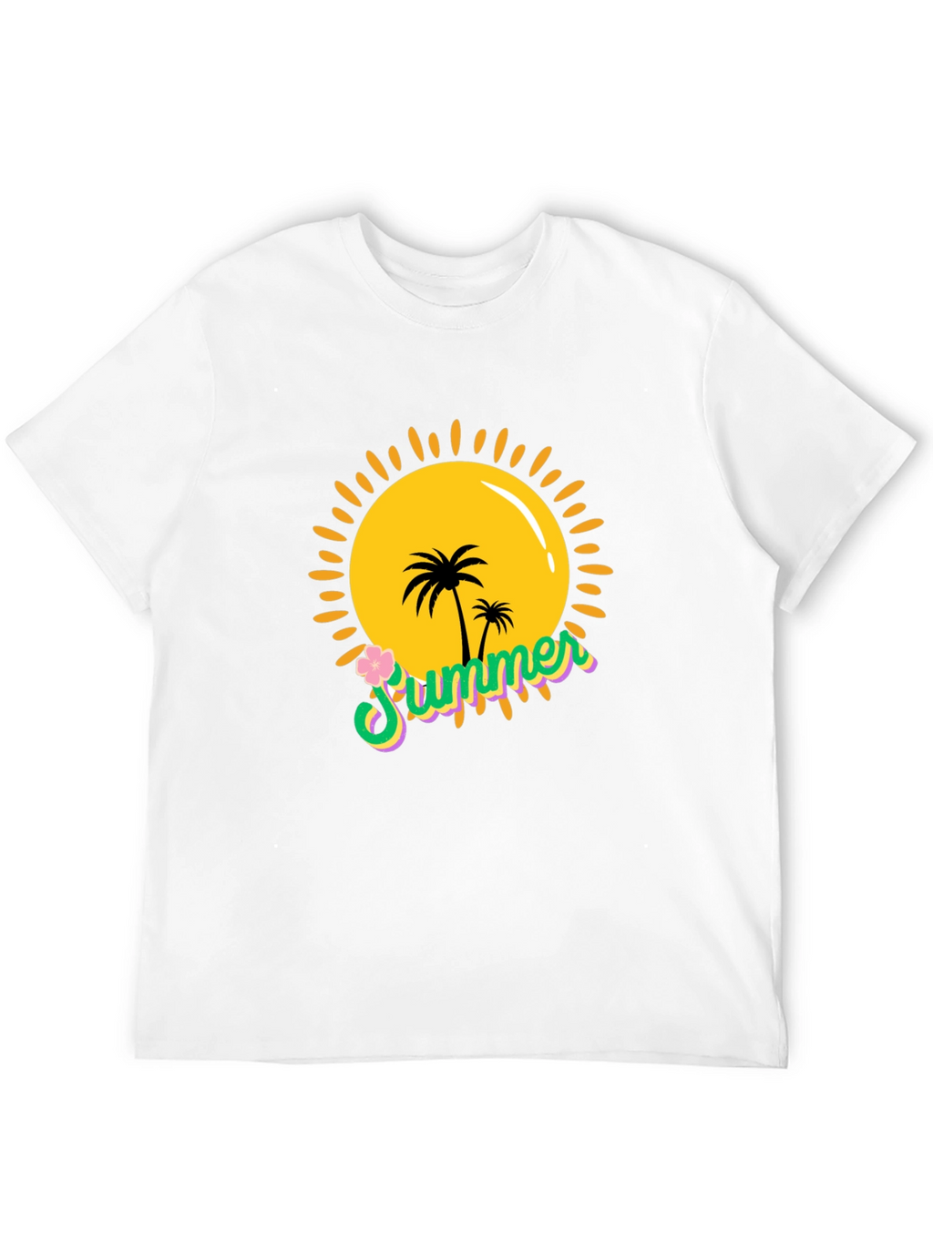 Summer Vibes Black T-Shirt - Palm Tree Sun Graphic