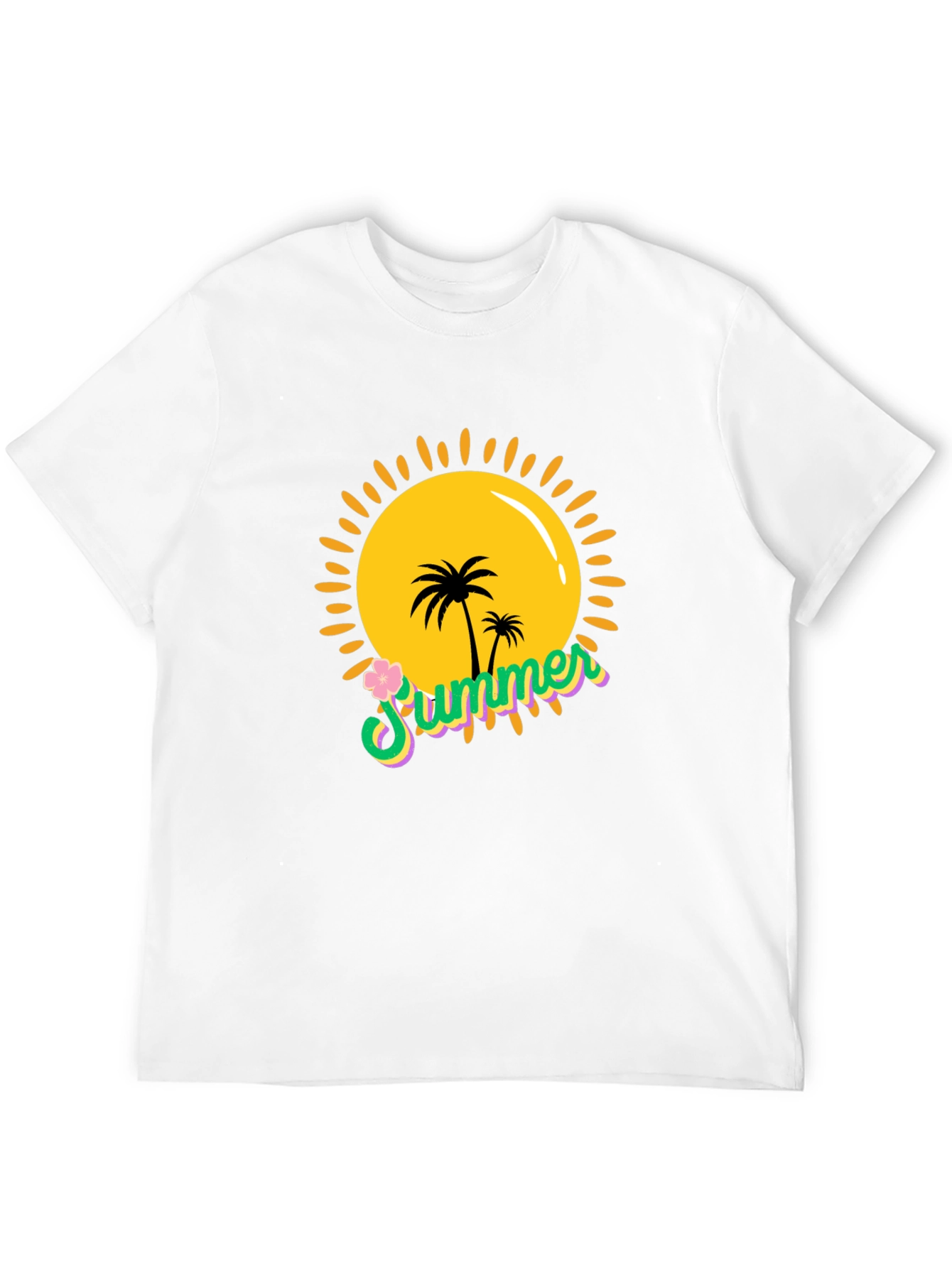 Summer Vibes Black T-Shirt - Palm Tree Sun Graphic