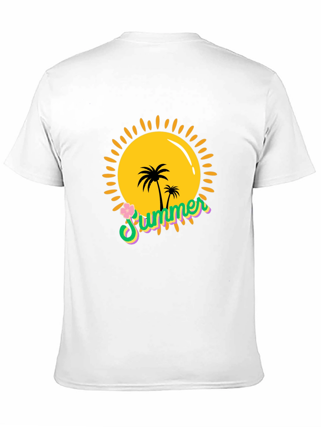 Summer Vibes Black T-Shirt - Palm Tree Sun Graphic