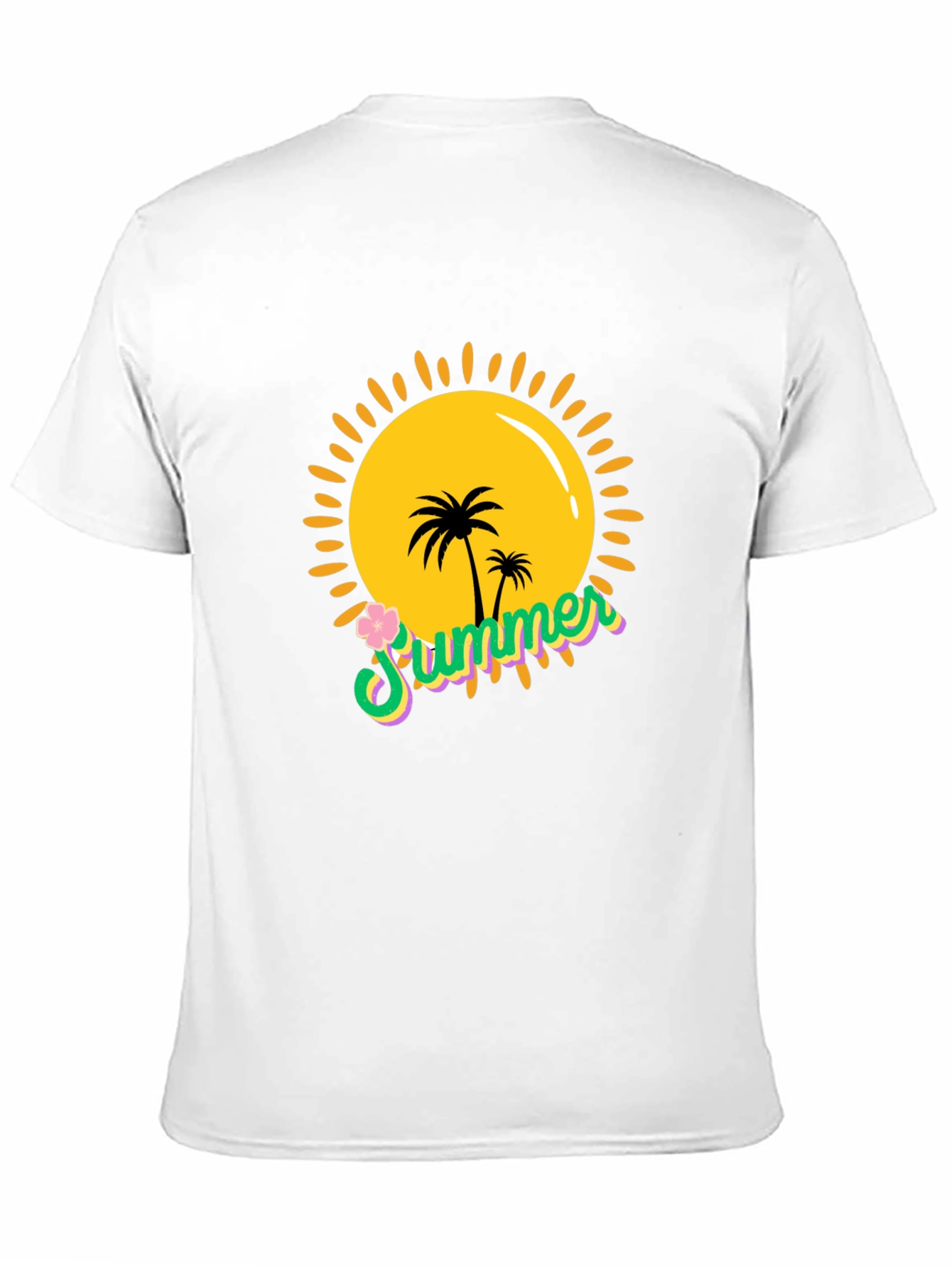 Summer Vibes Black T-Shirt - Palm Tree Sun Graphic