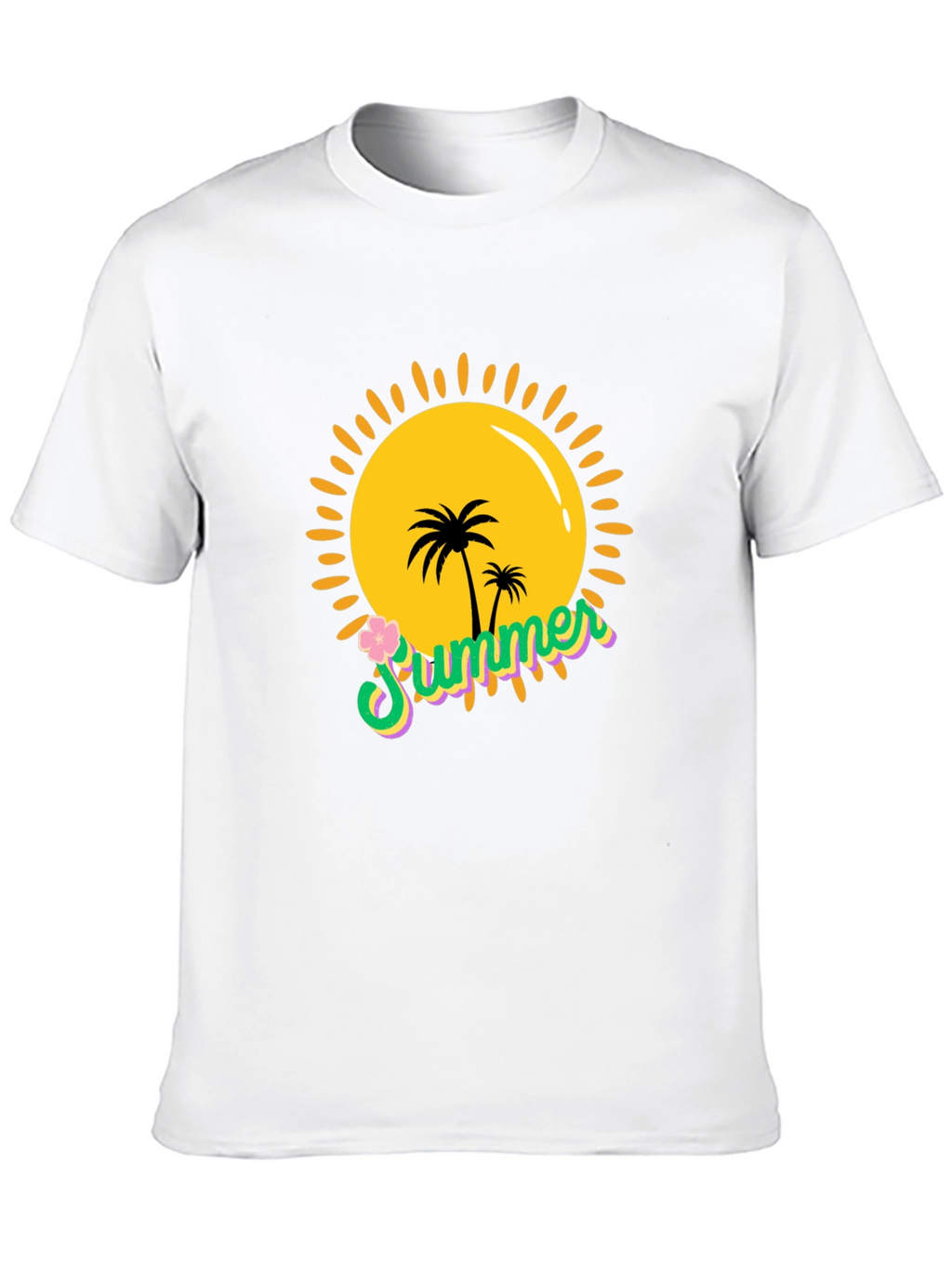 Summer Vibes Black T-Shirt - Palm Tree Sun Graphic