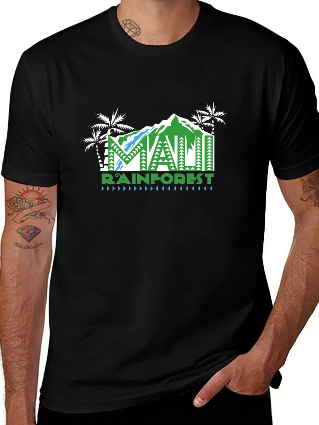 Maui Rainforest Graphic T-Shirt - Black
