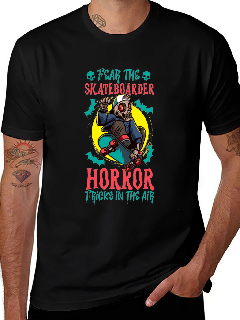 Fear the Skateboarder Horror Graphic T-Shirt