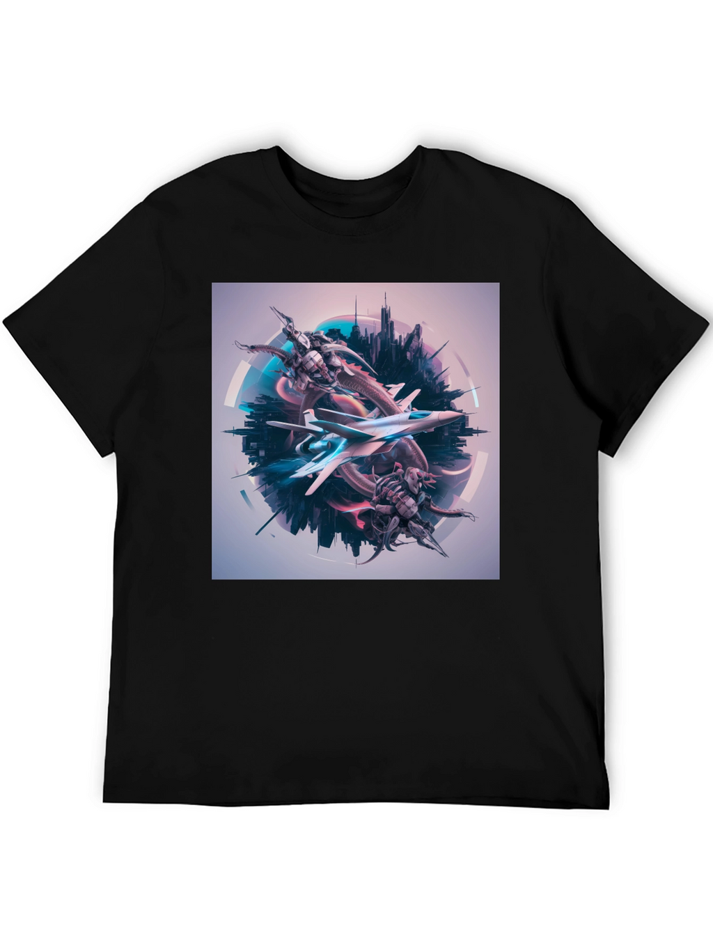 Sci-Fi Jet Fighter Graphic T-Shirt