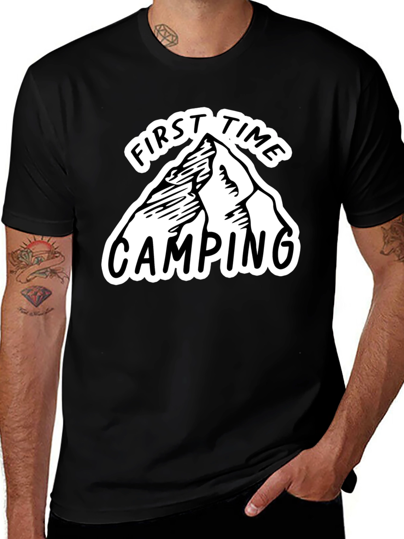 First Time Camping Graphic Tee - Black