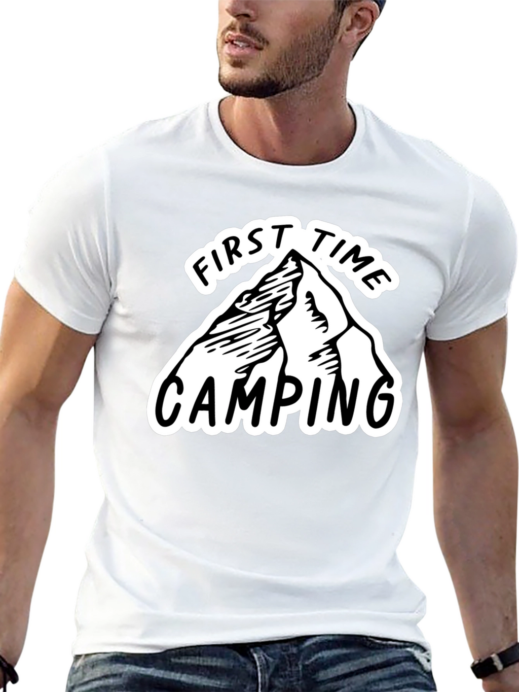 First Time Camping Graphic Tee - Black