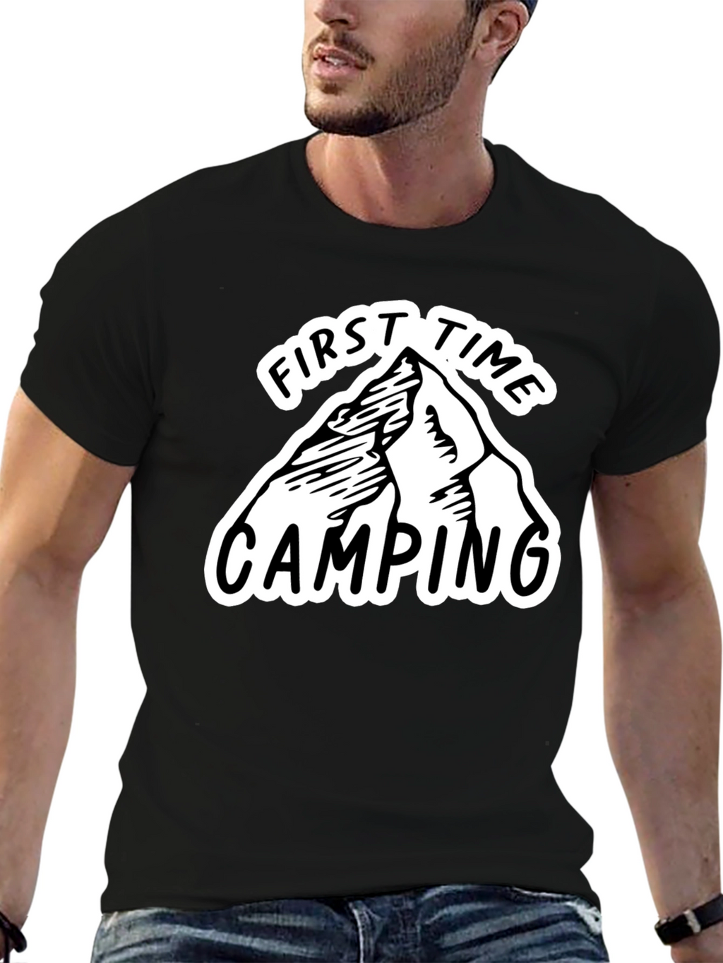 First Time Camping Graphic Tee - Black