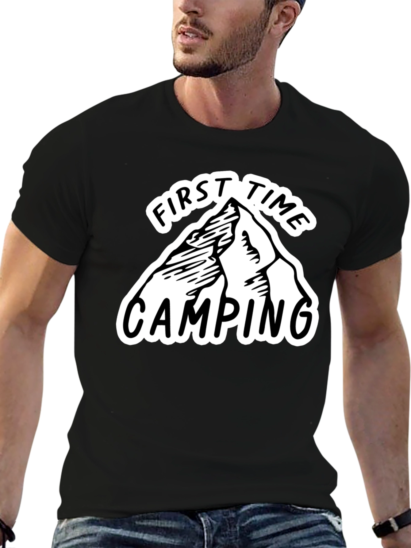 First Time Camping Graphic Tee - Black