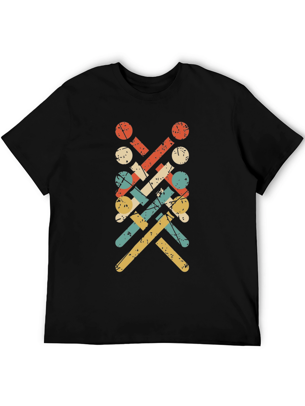 Retro Knitting Needle Pattern Tee - Black