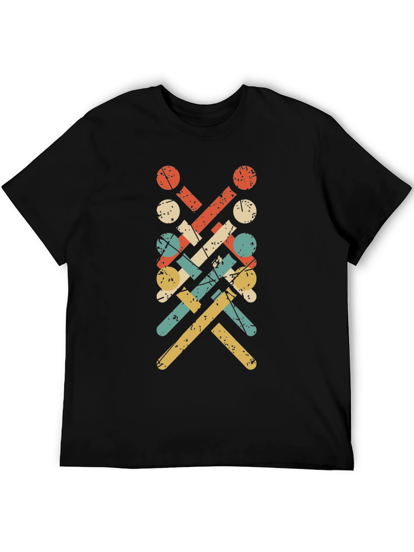 Retro Knitting Needle Pattern Tee - Black