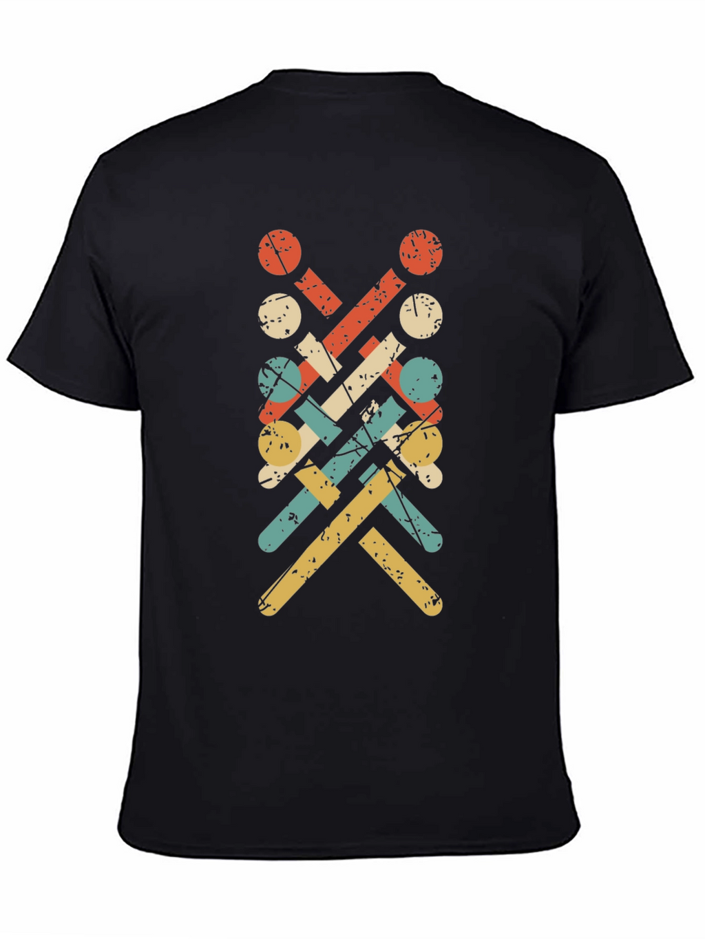 Retro Knitting Needle Pattern Tee - Black