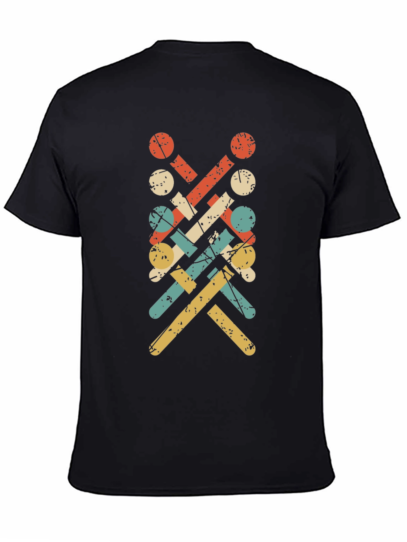 Retro Knitting Needle Pattern Tee - Black