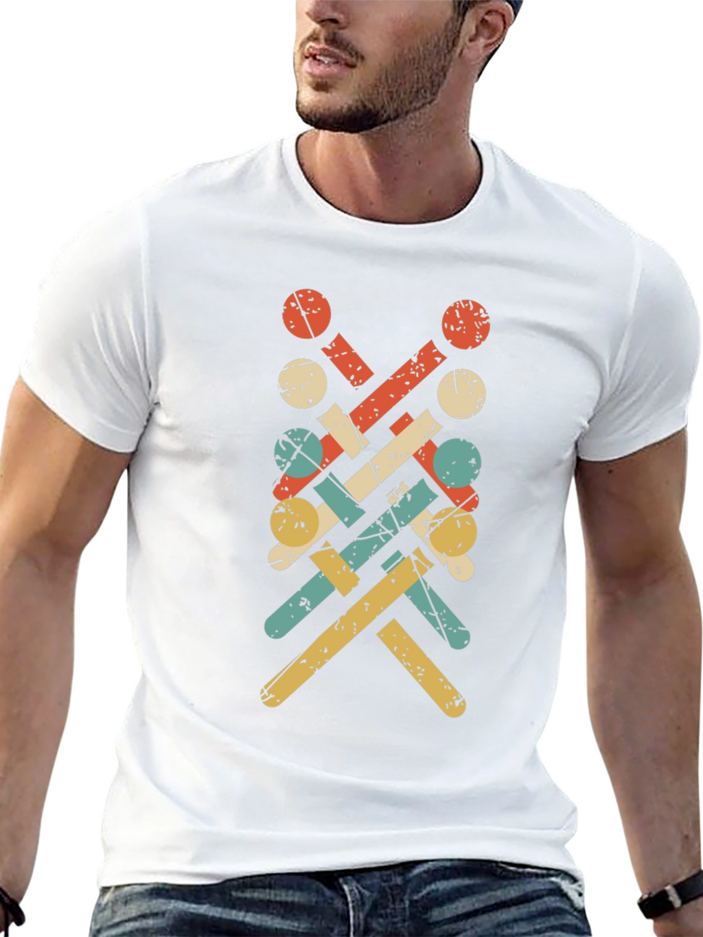 Retro Knitting Needle Pattern Tee - Black
