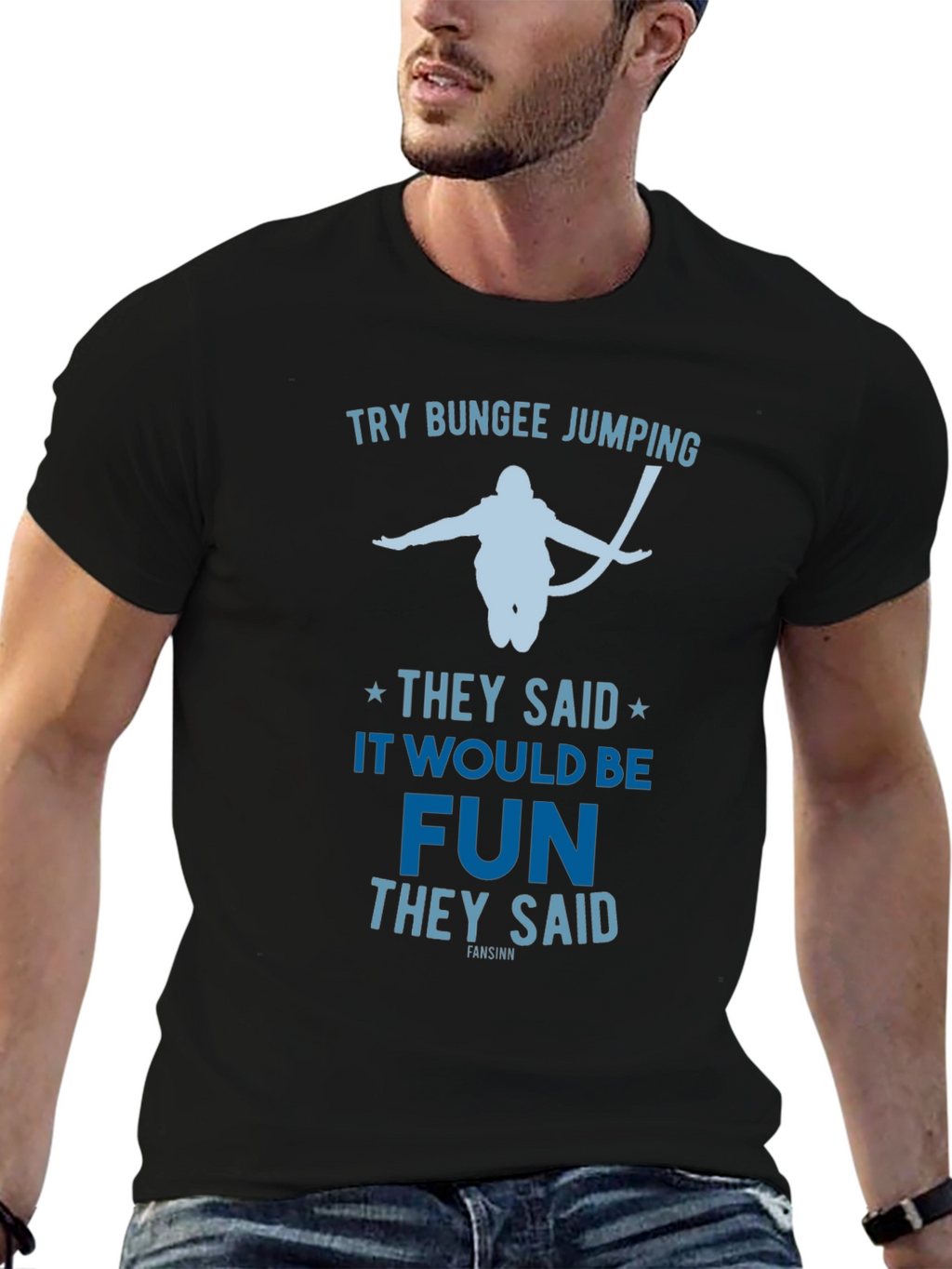 Try Bungee Jumping Graphic Tee - Fun Adventure Shirt
