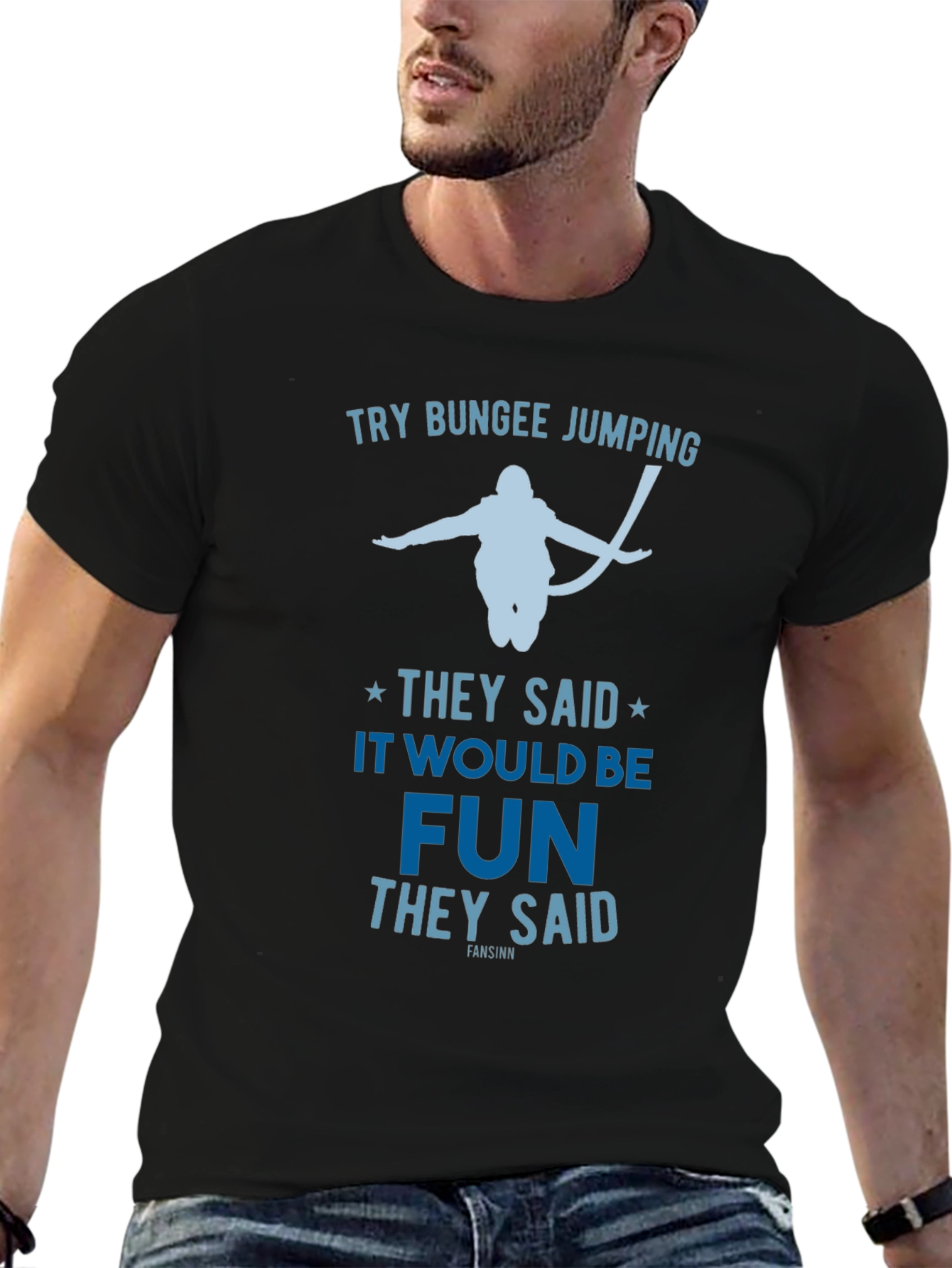 Try Bungee Jumping Graphic Tee - Fun Adventure Shirt