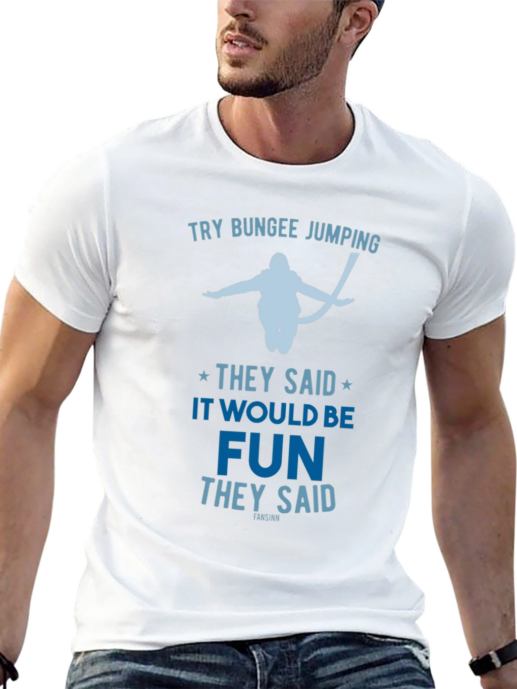 Try Bungee Jumping Graphic Tee - Fun Adventure Shirt