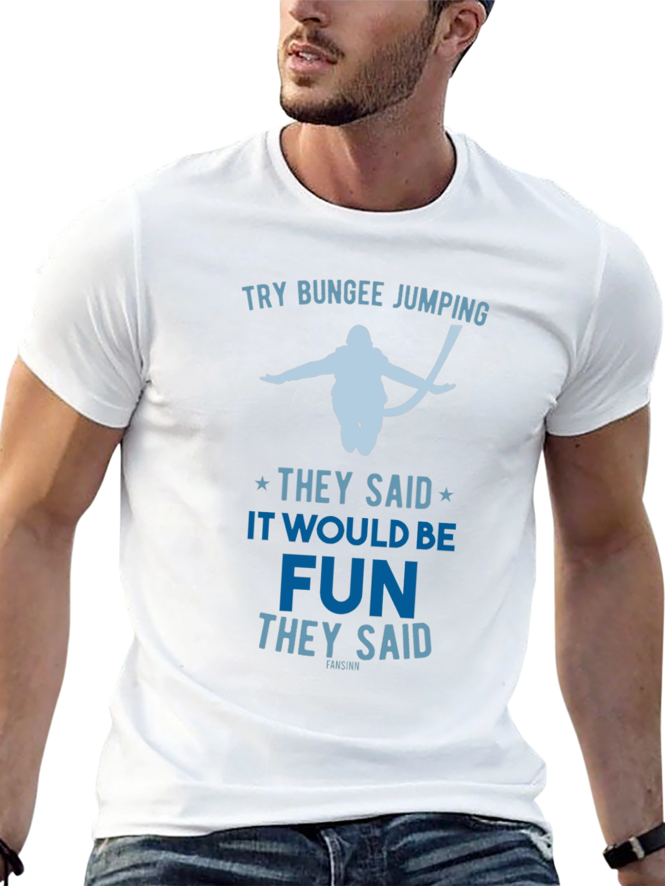 Try Bungee Jumping Graphic Tee - Fun Adventure Shirt