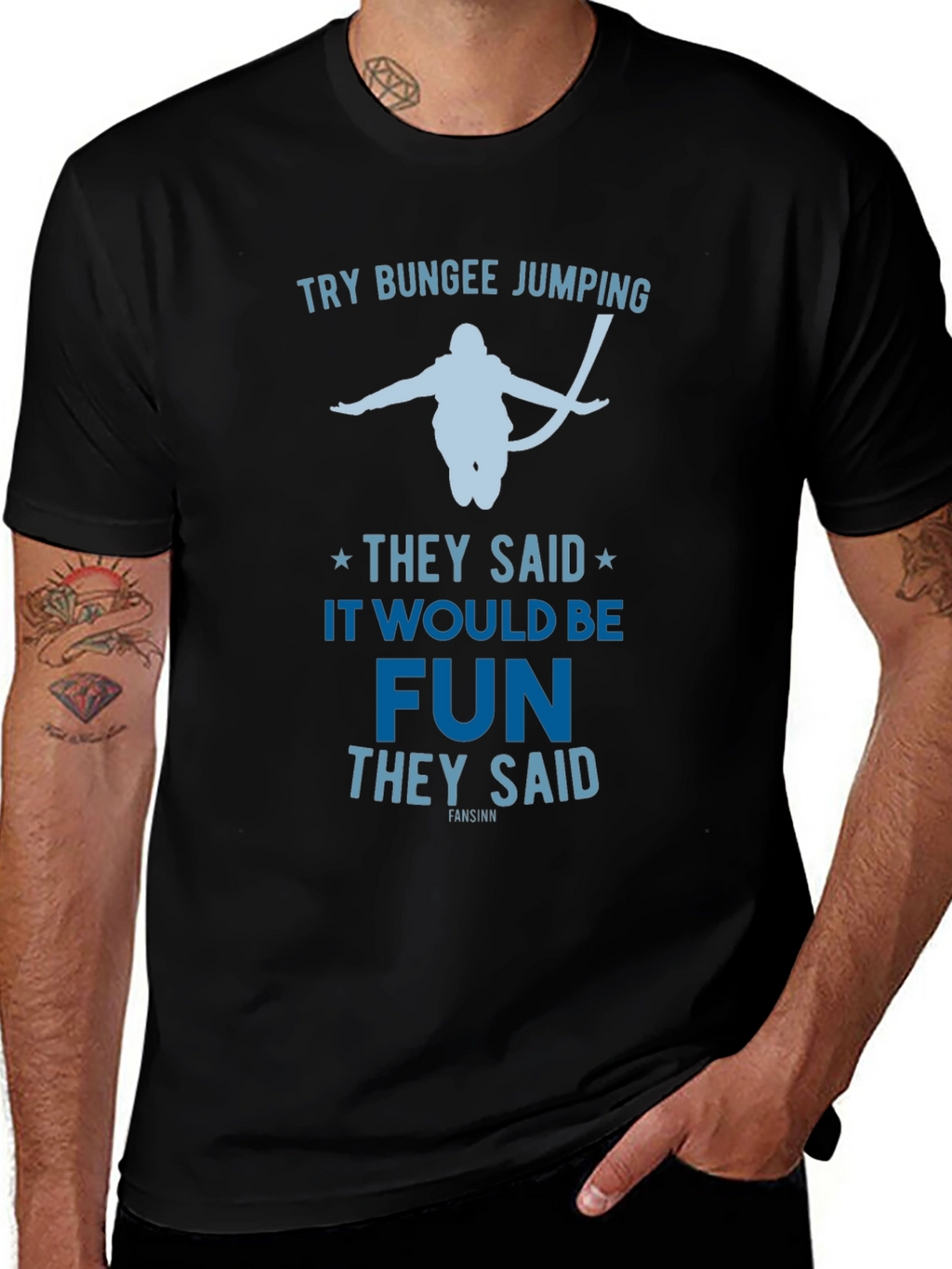 Try Bungee Jumping Graphic Tee - Fun Adventure Shirt