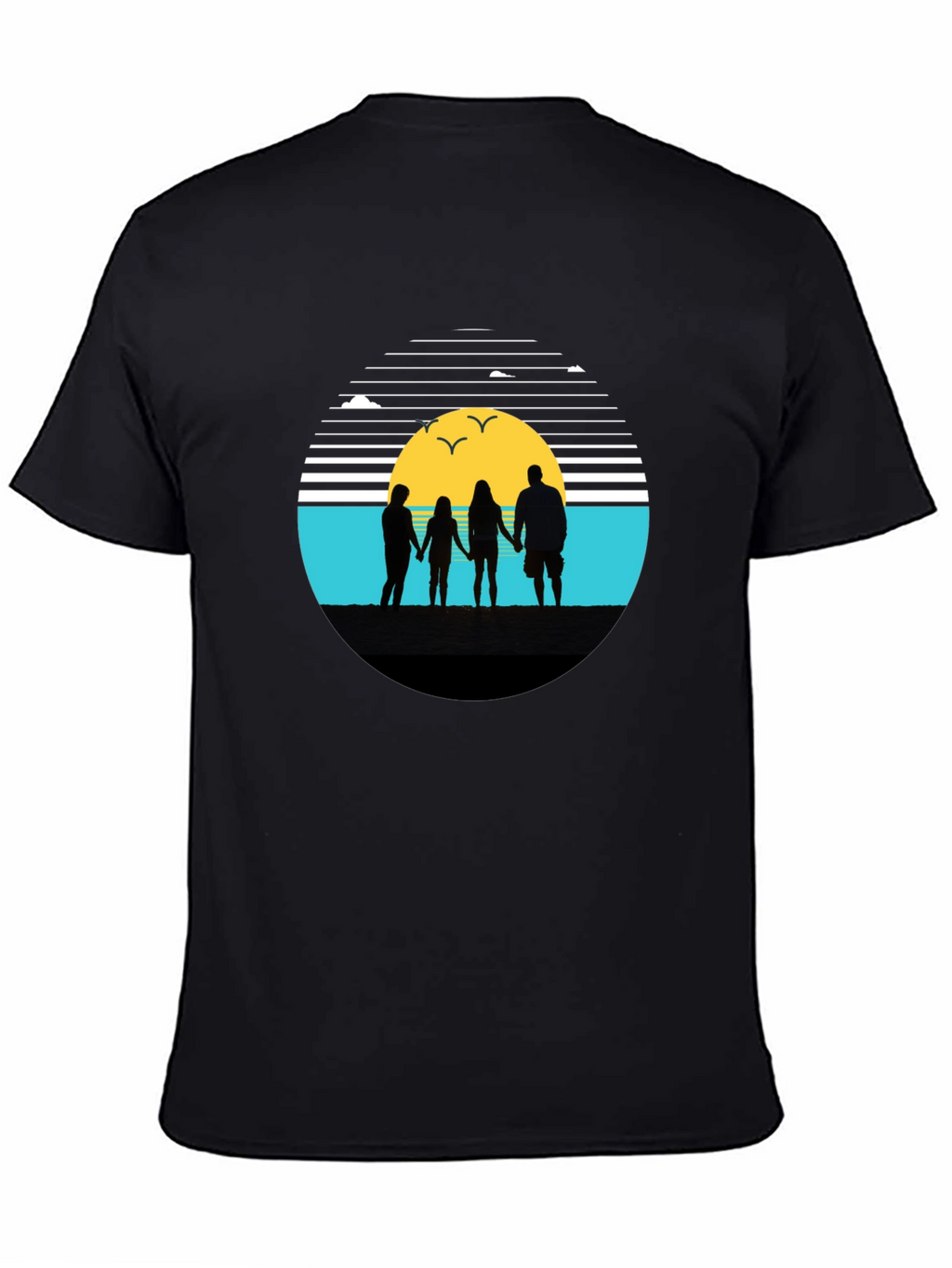 Sunset Family Silhouette Graphic T-Shirt