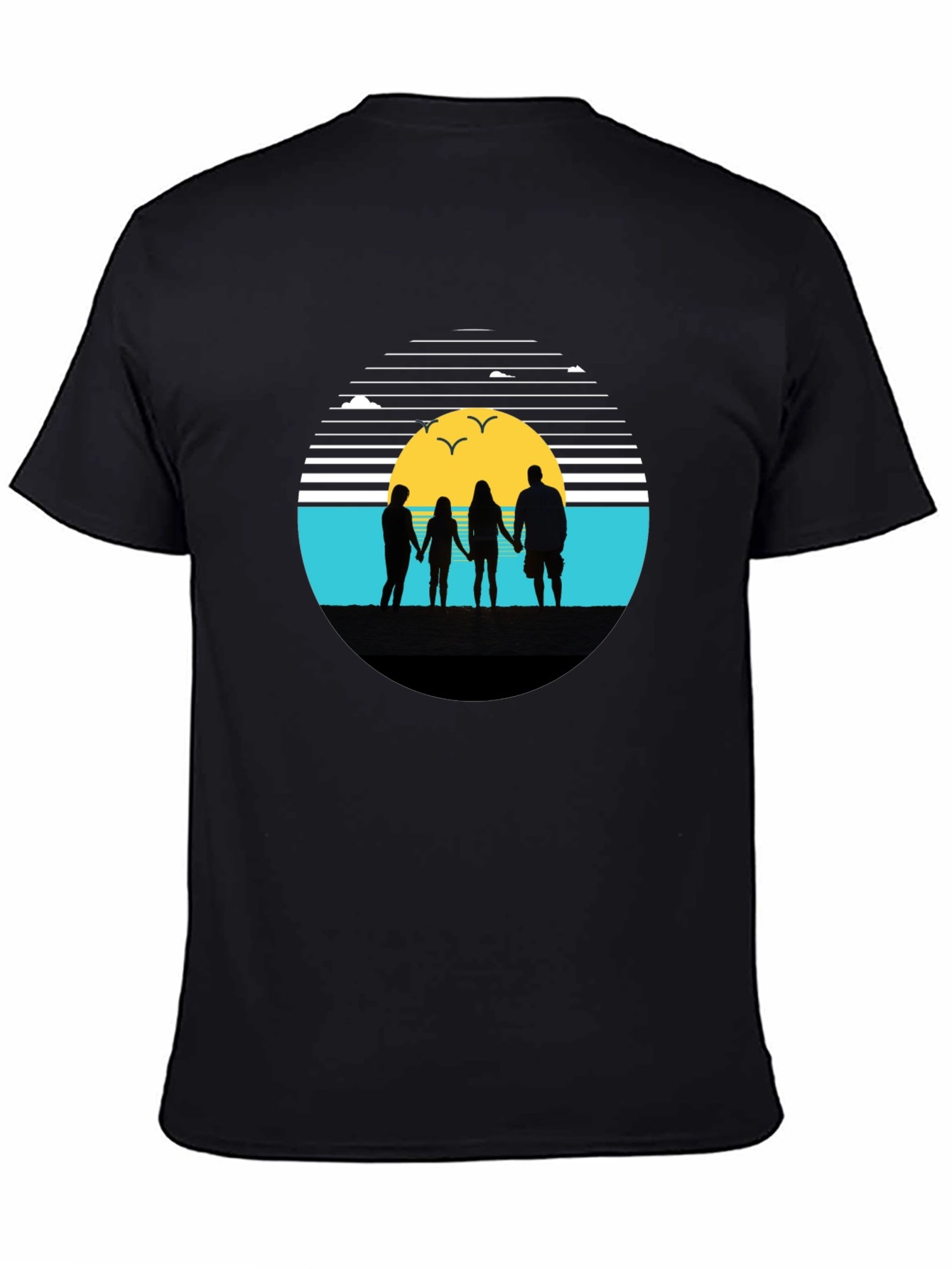 Sunset Family Silhouette Graphic T-Shirt