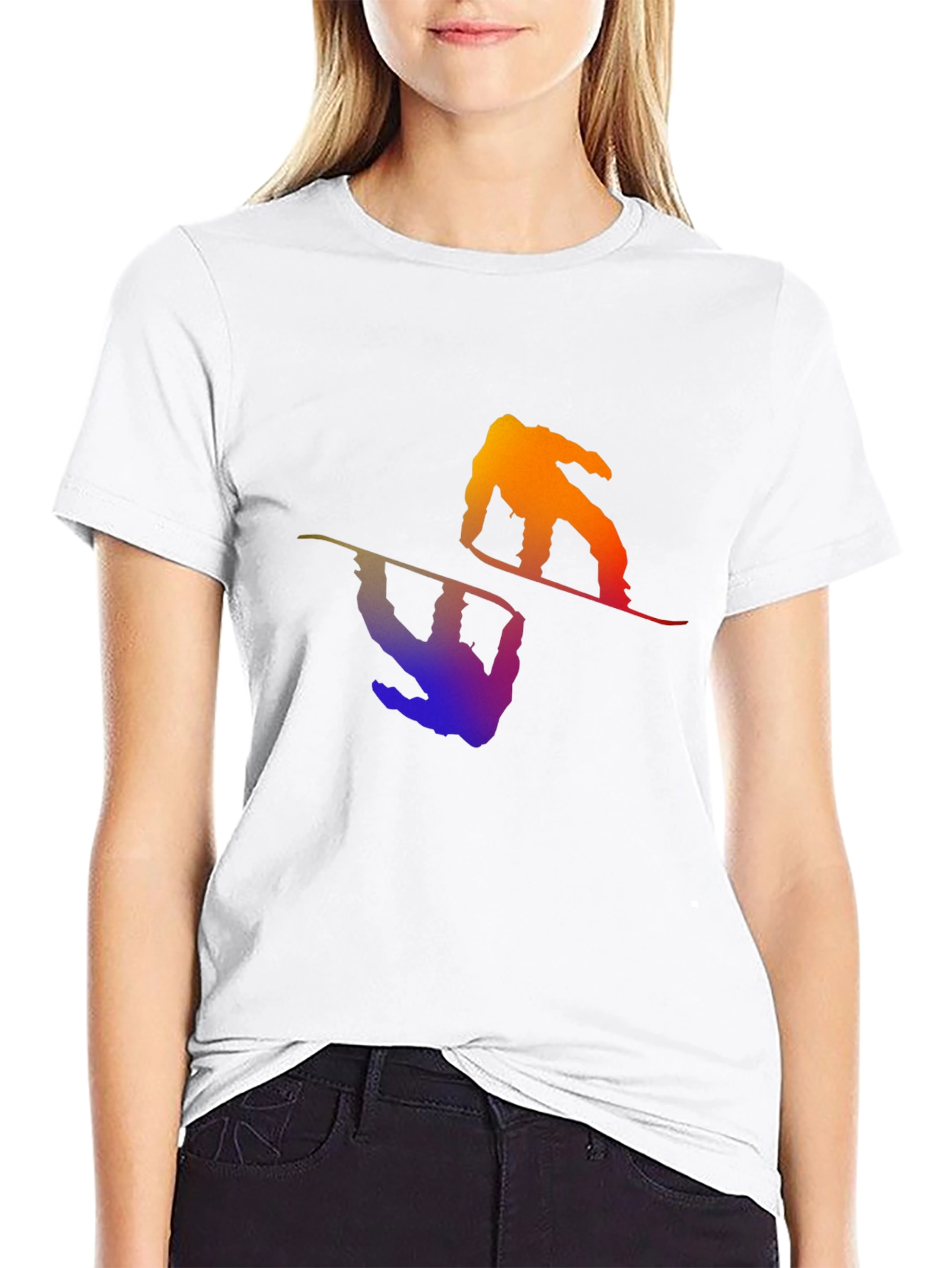 Gradient Snowboarder Graphic T-Shirt - Cool Sports Design
