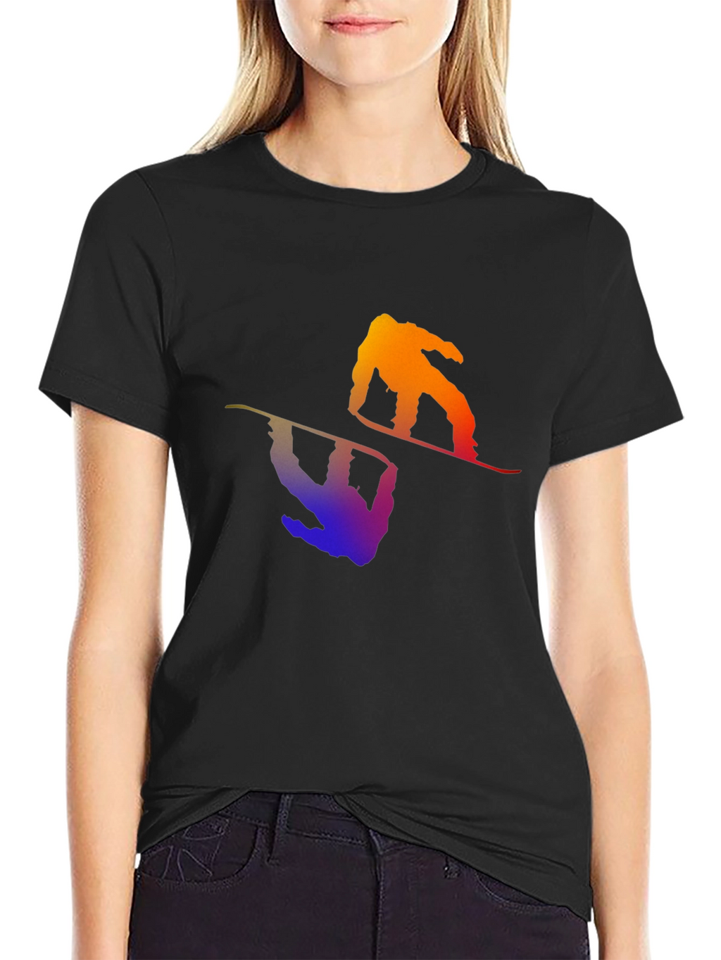 Gradient Snowboarder Graphic T-Shirt - Cool Sports Design